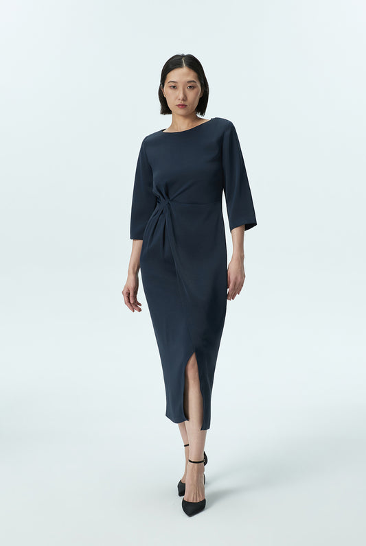 Front Drape Midi Dress