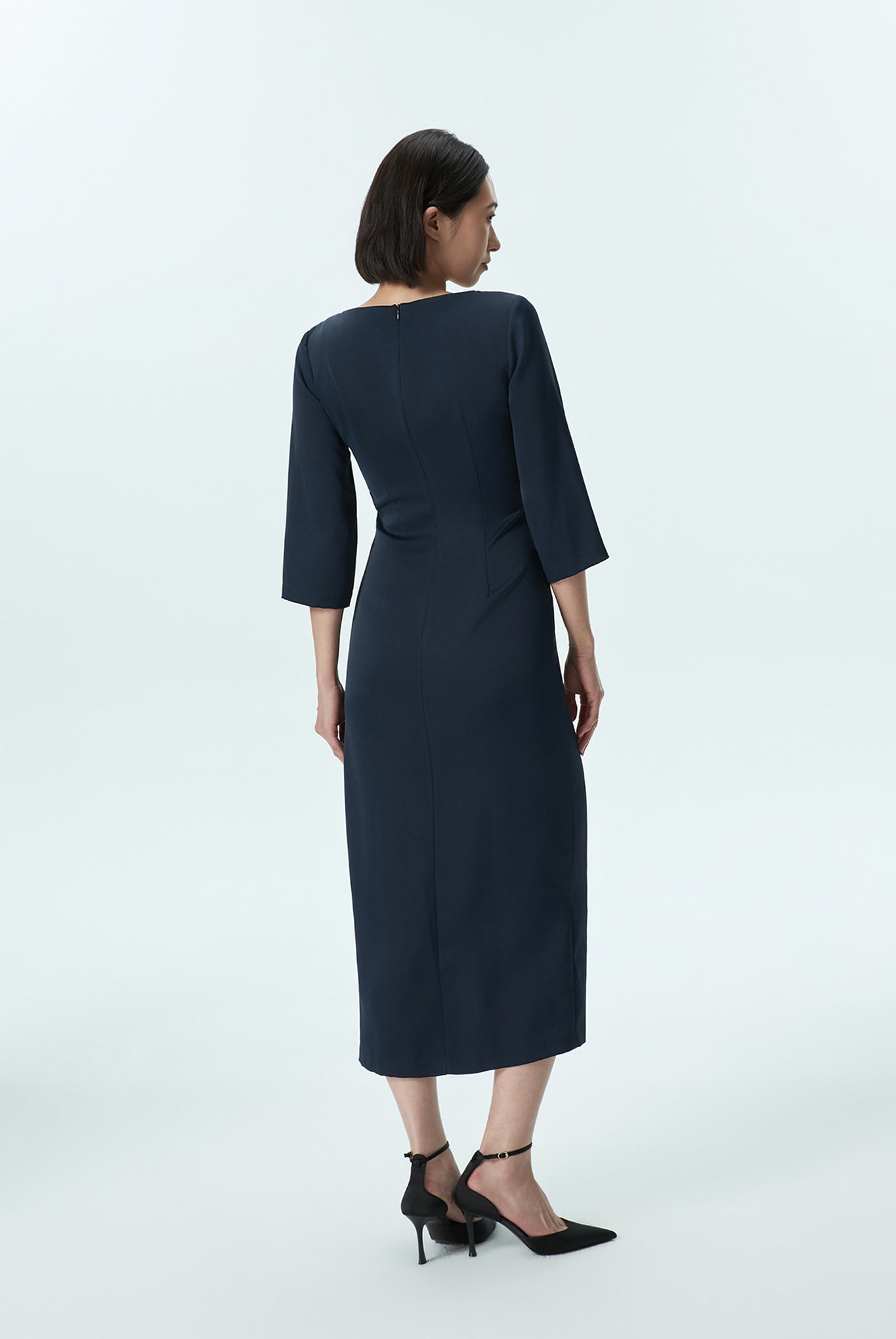 Front Drape Midi Dress