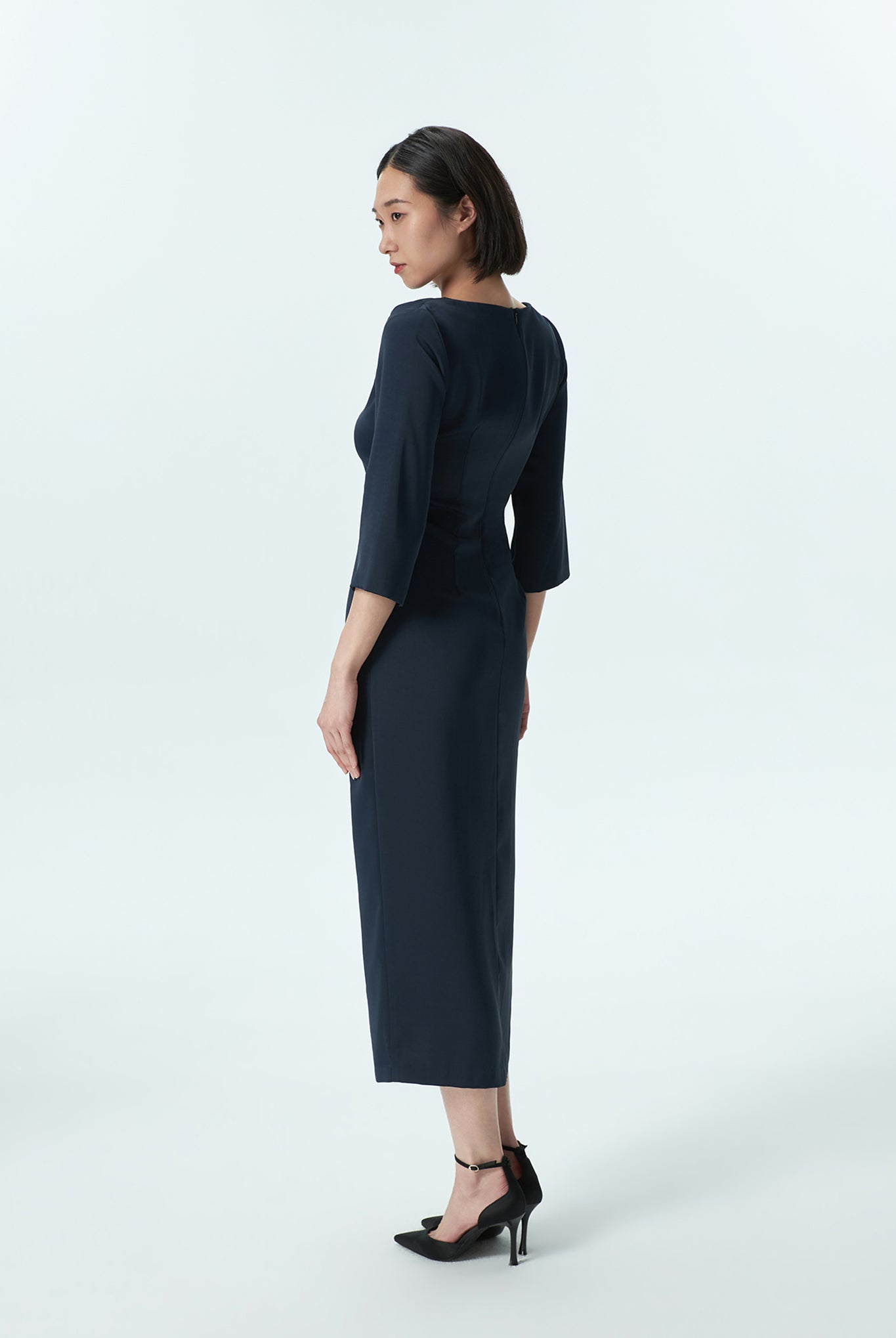 Front Drape Midi Dress