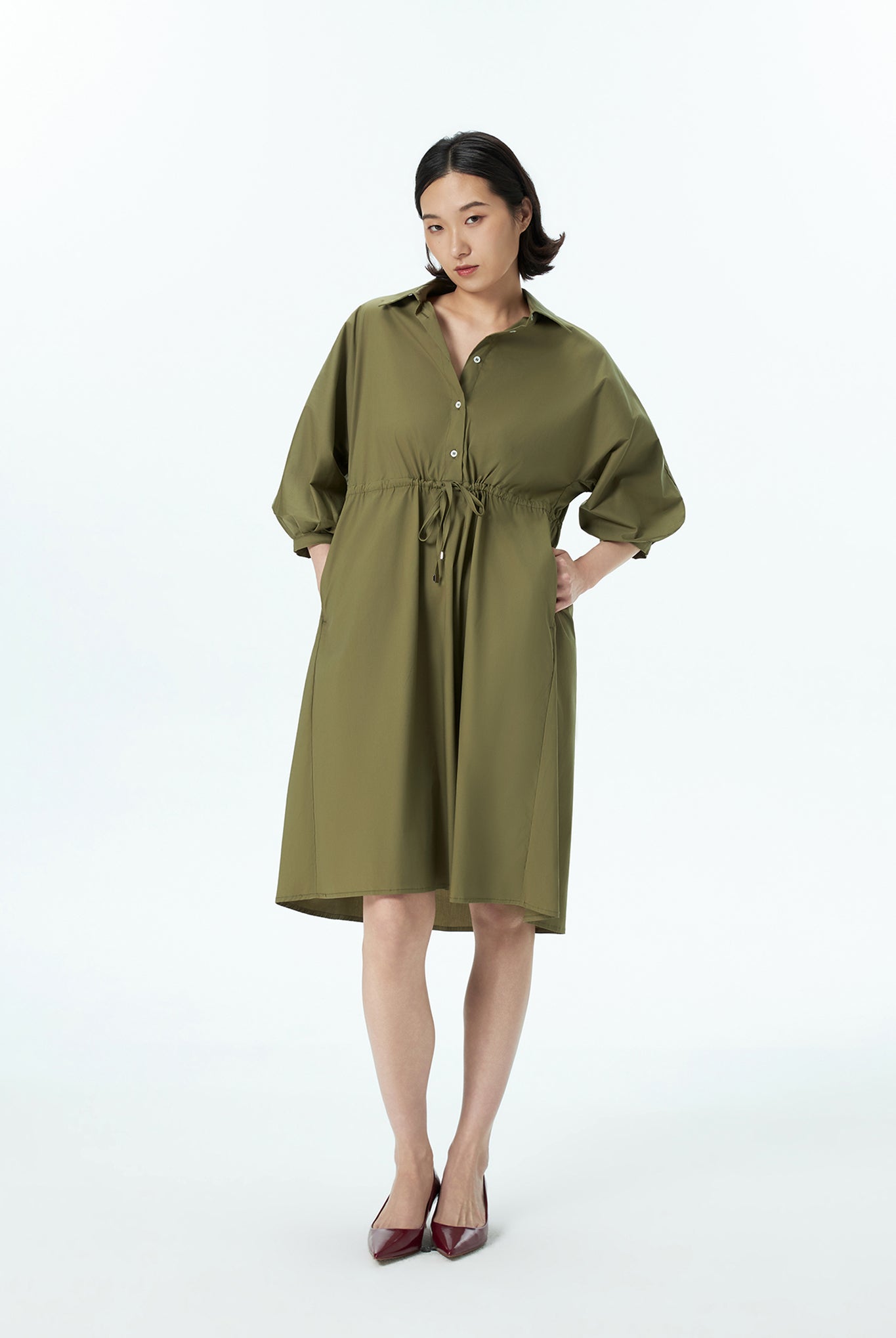 Puff Sleeve Shirt Dress