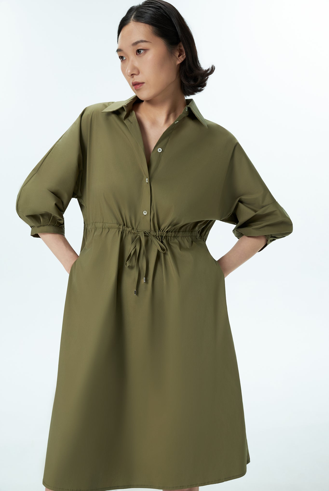 Puff Sleeve Shirt Dress