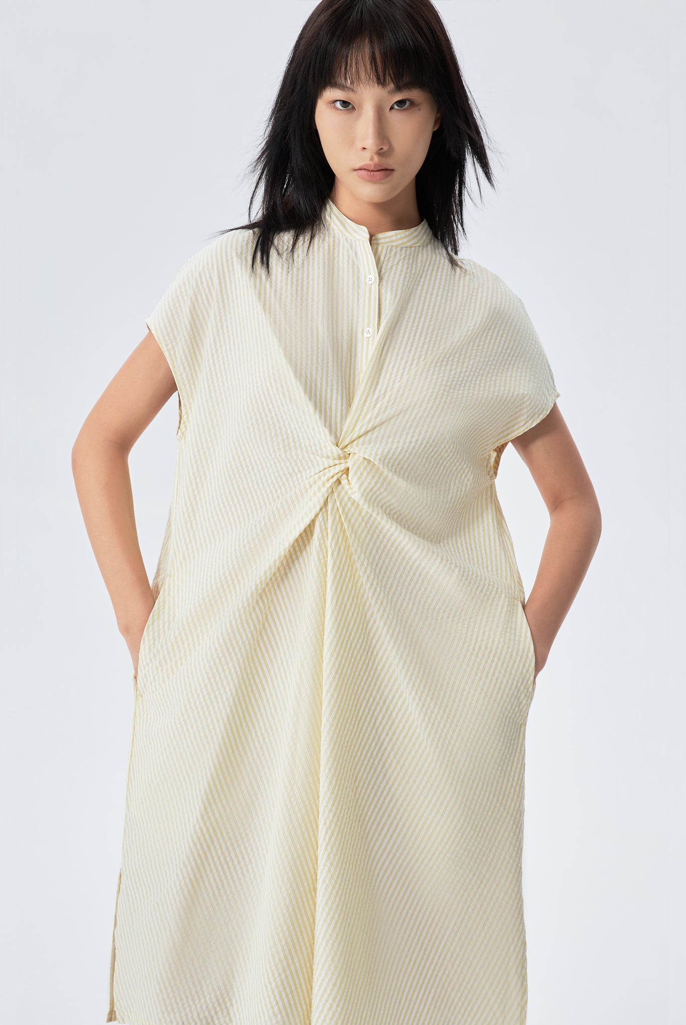 Lydia Twist-Front Sleeveless Dress