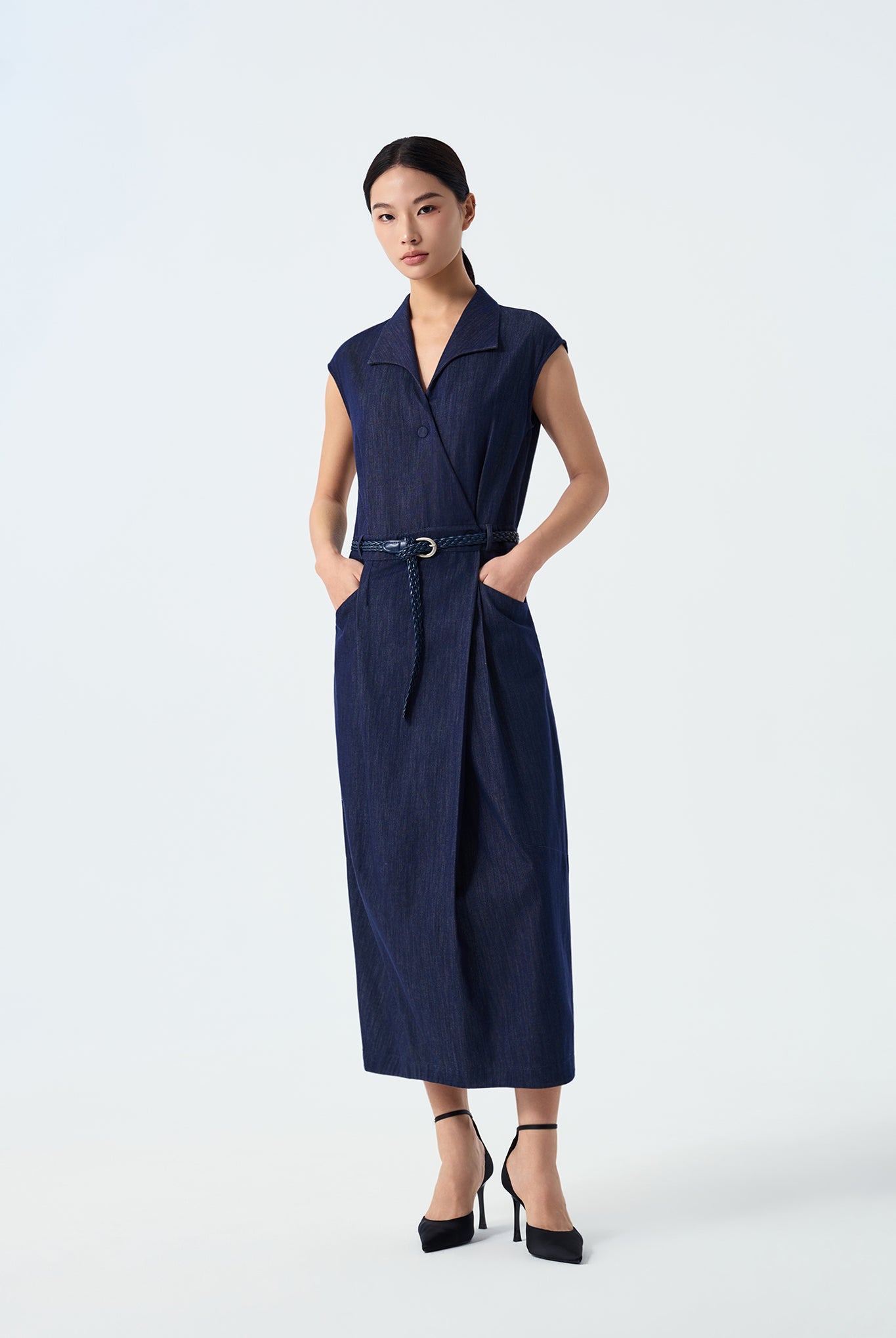 Jade Belted Lyocell Denim Dress