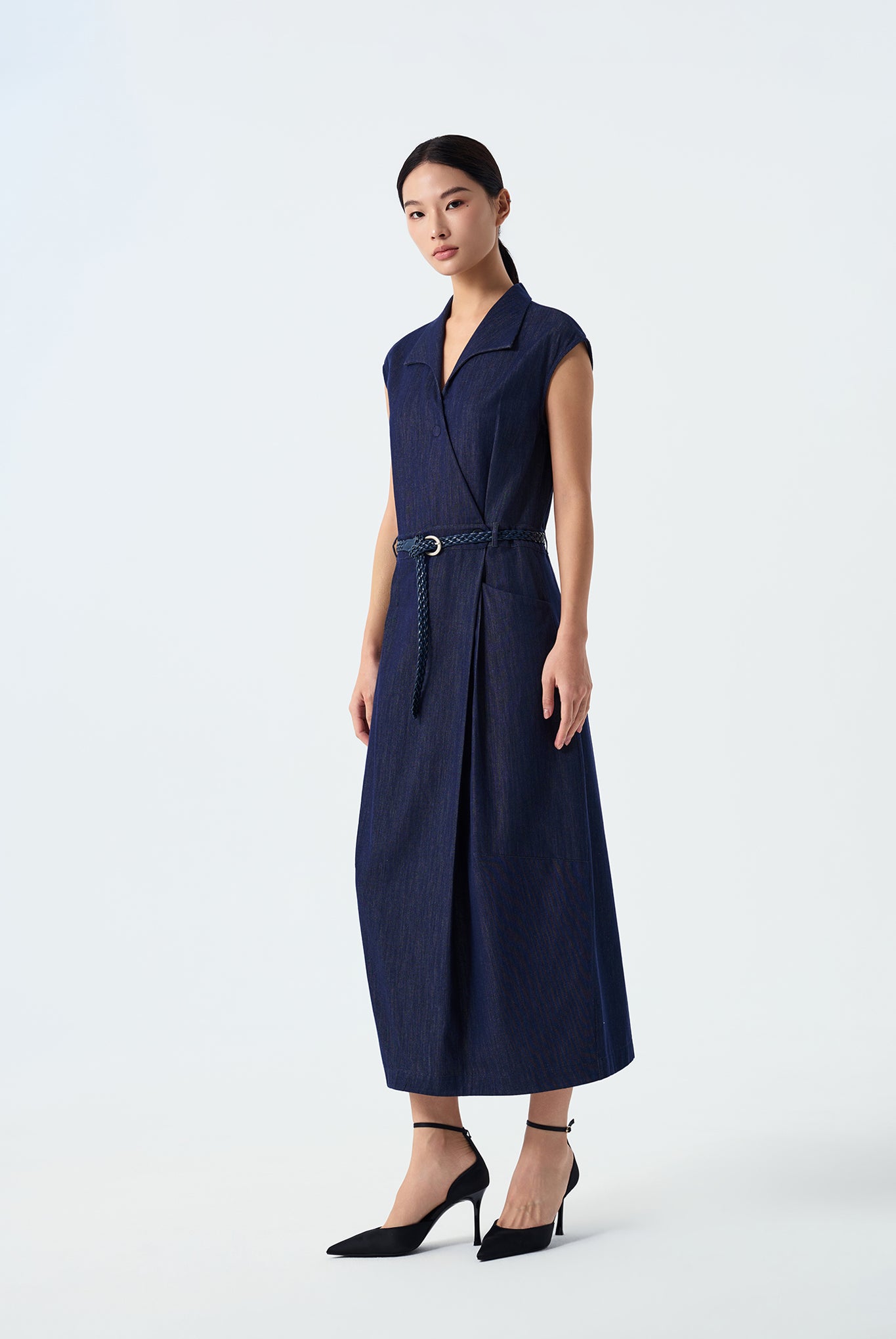 Jade Belted Lyocell Denim Dress