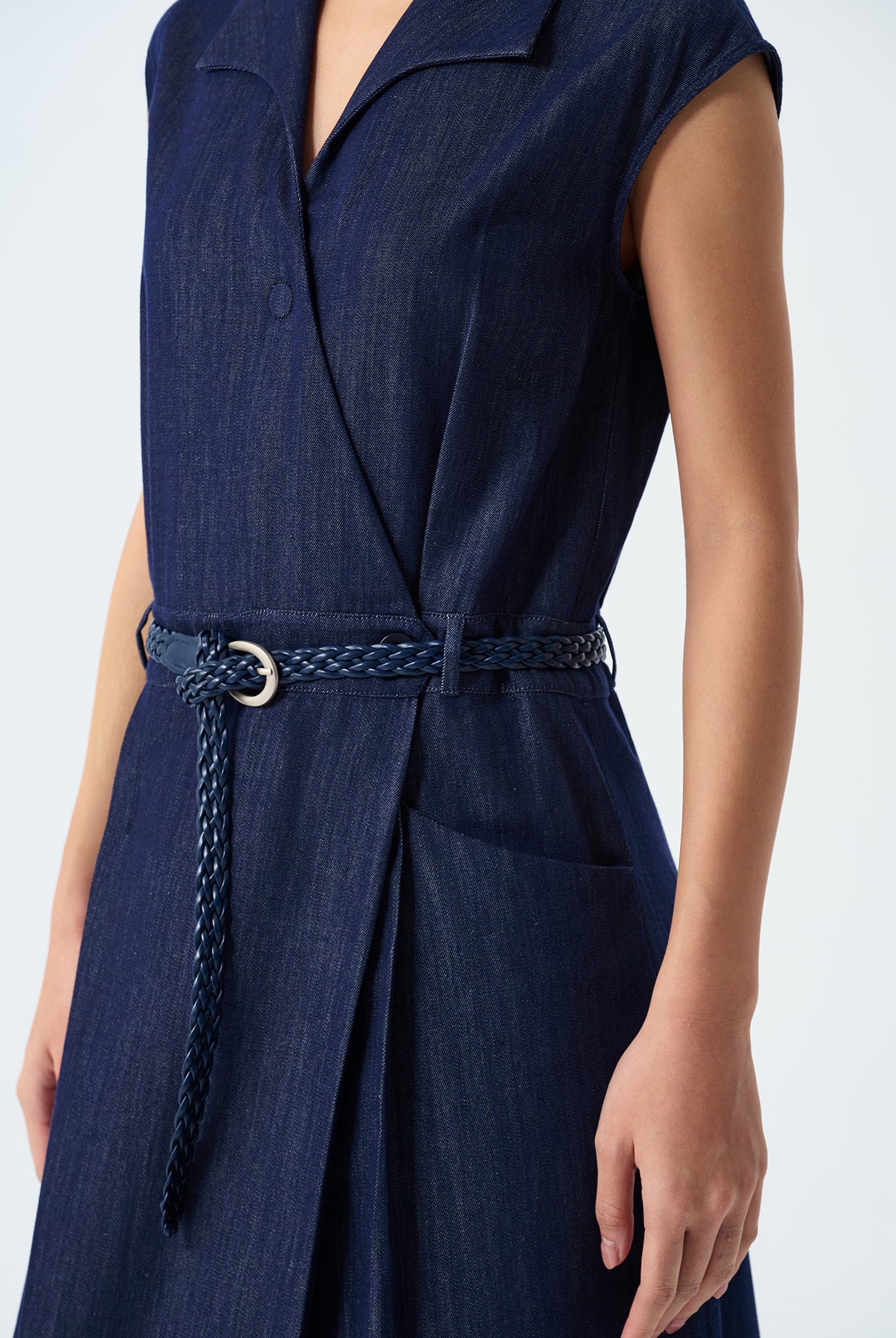 Jade Belted Lyocell Denim Dress