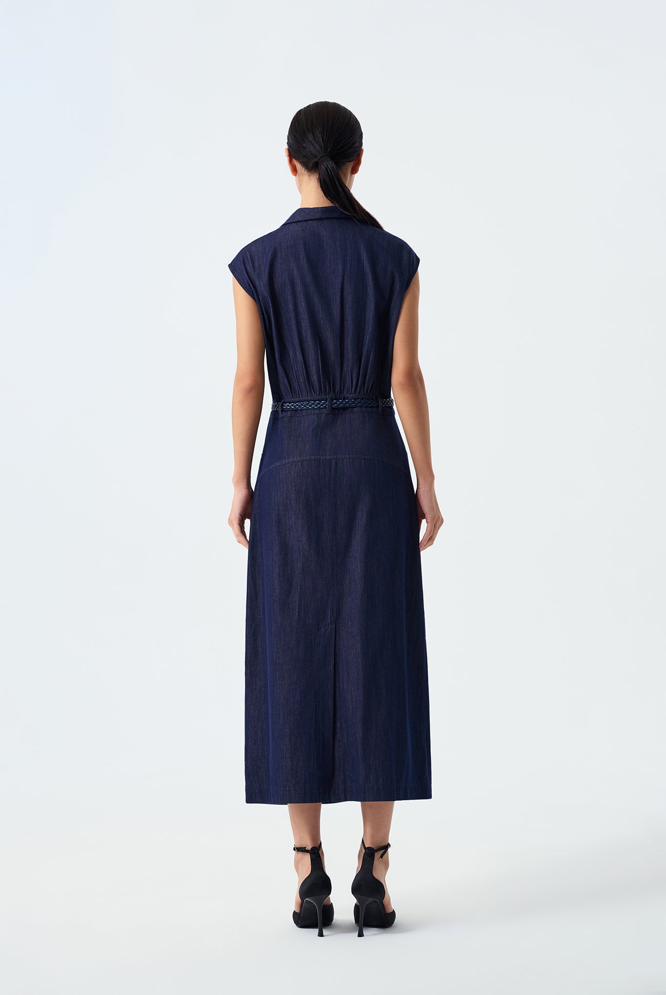 Jade Belted Lyocell Denim Dress