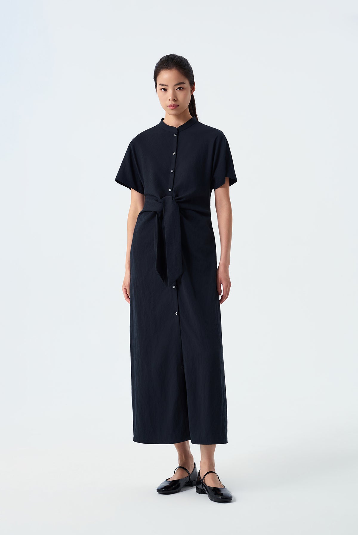 Dior Front Waist-Knot Shirt Dress