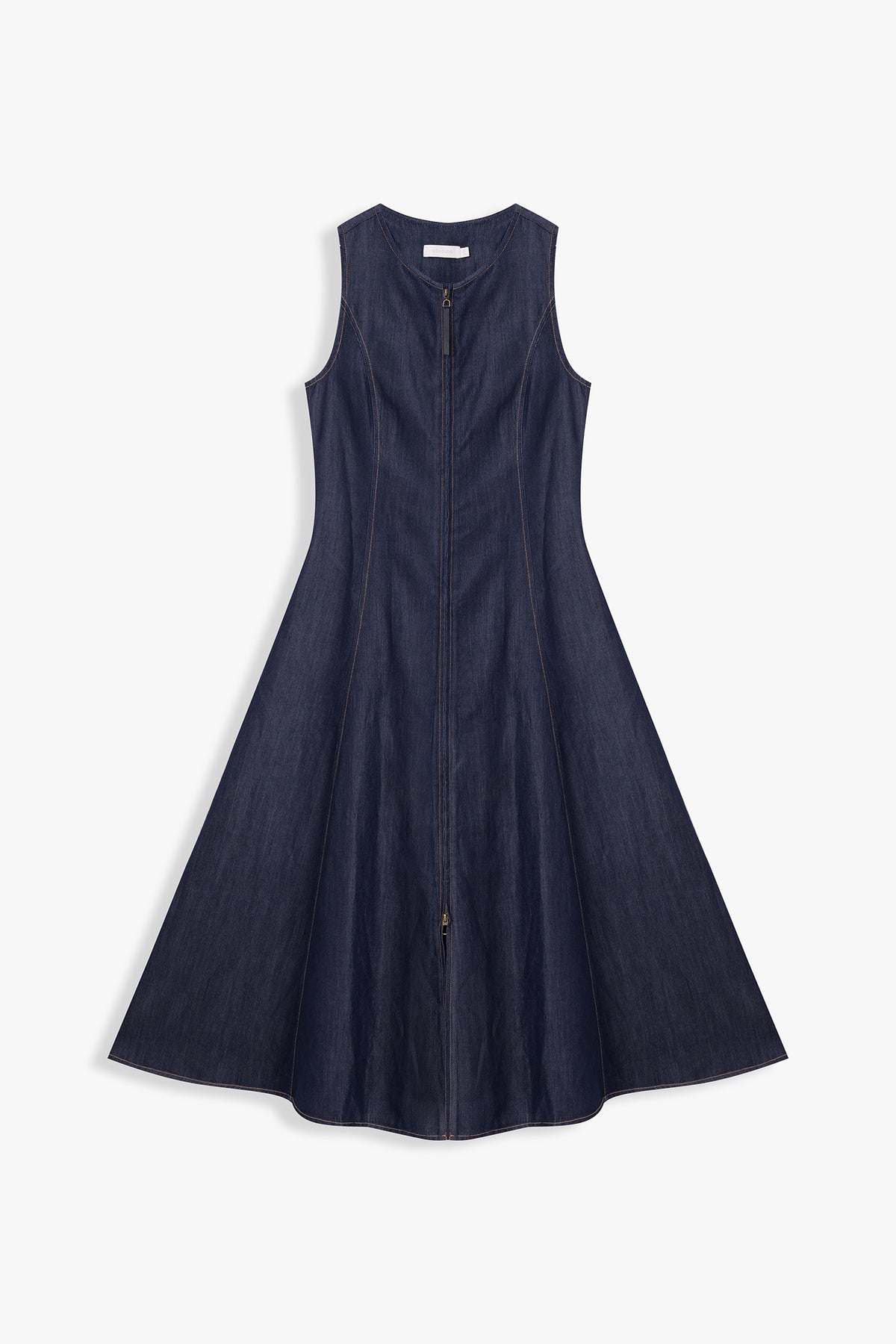 Noelle Front-Zip A-Line Midi Dress