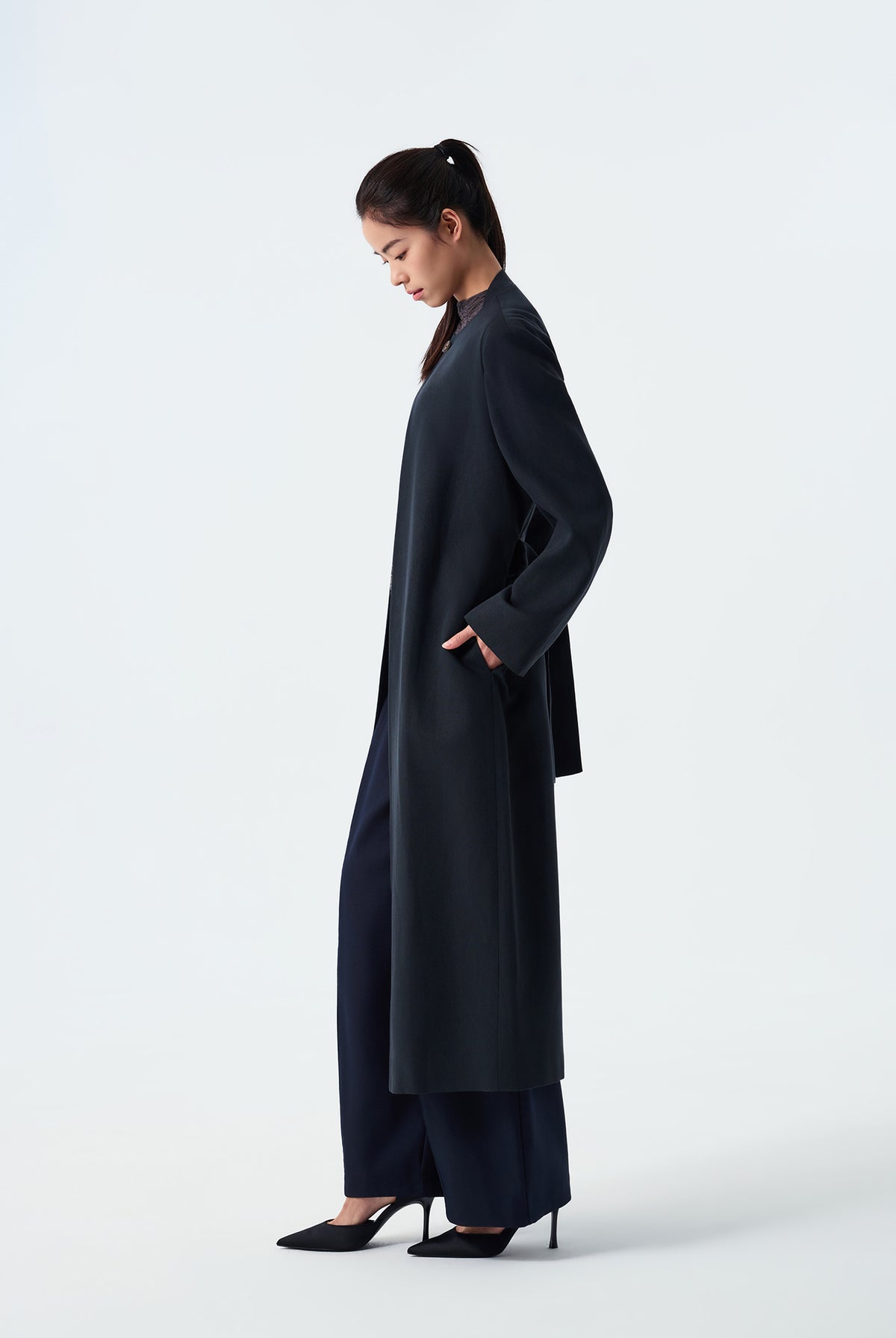 Zoe Round Neck Lyocell Overcoat