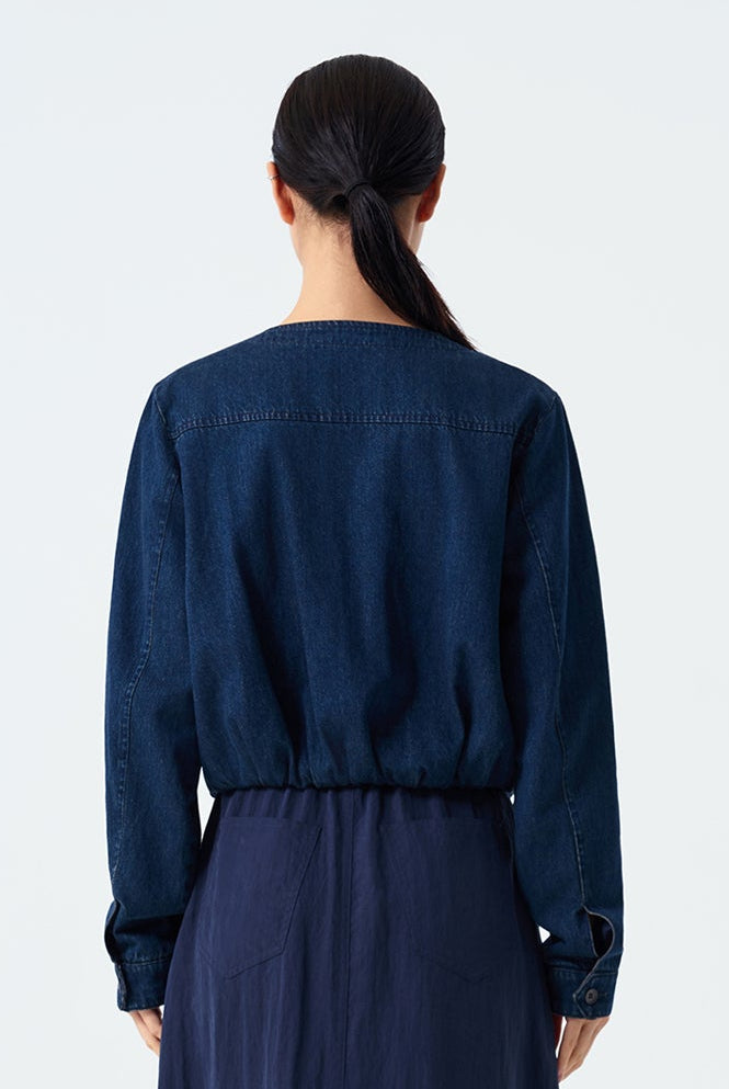 Luca Denim Round Neck Blouson Jacket