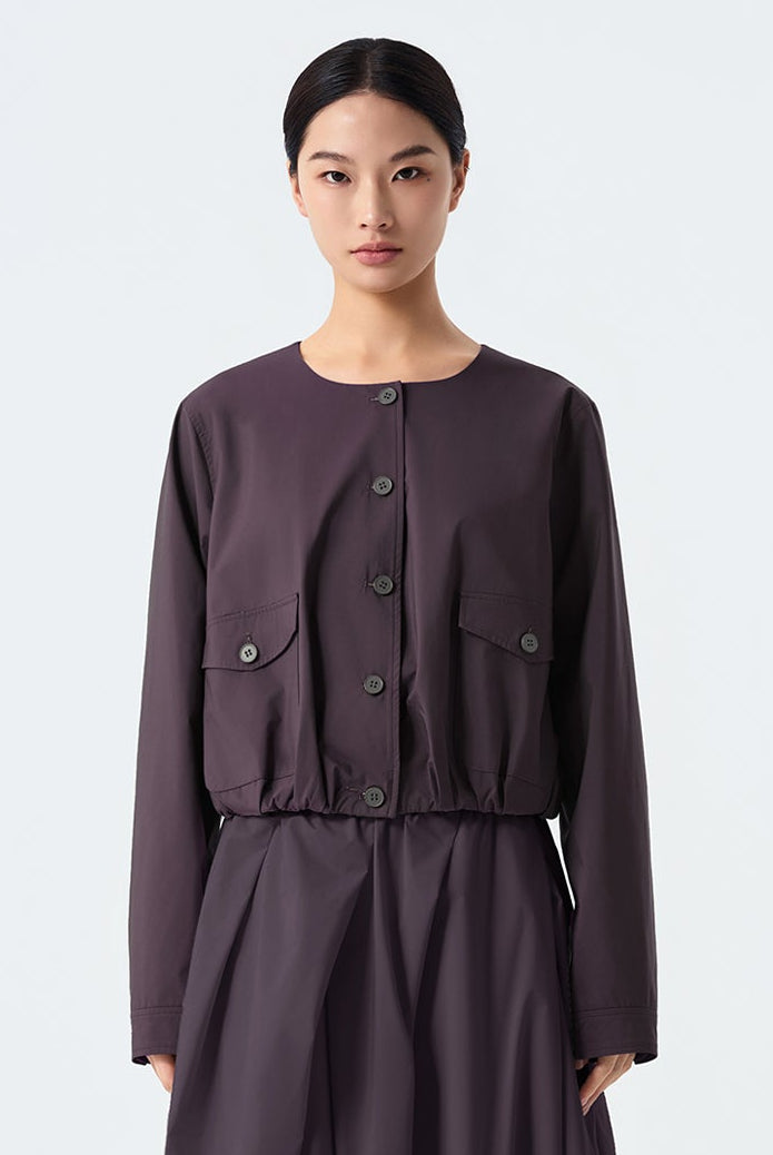 Kade Collarless Cropped Utility Jacket