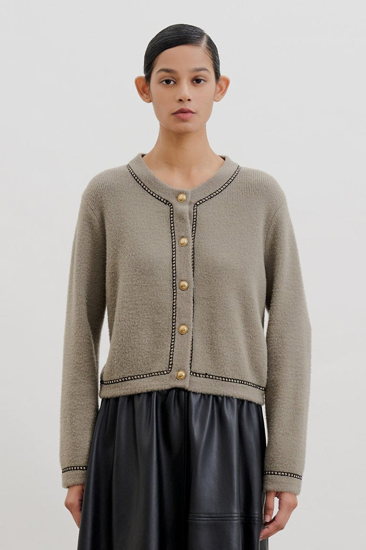 Chain Trim Knit Cardigan