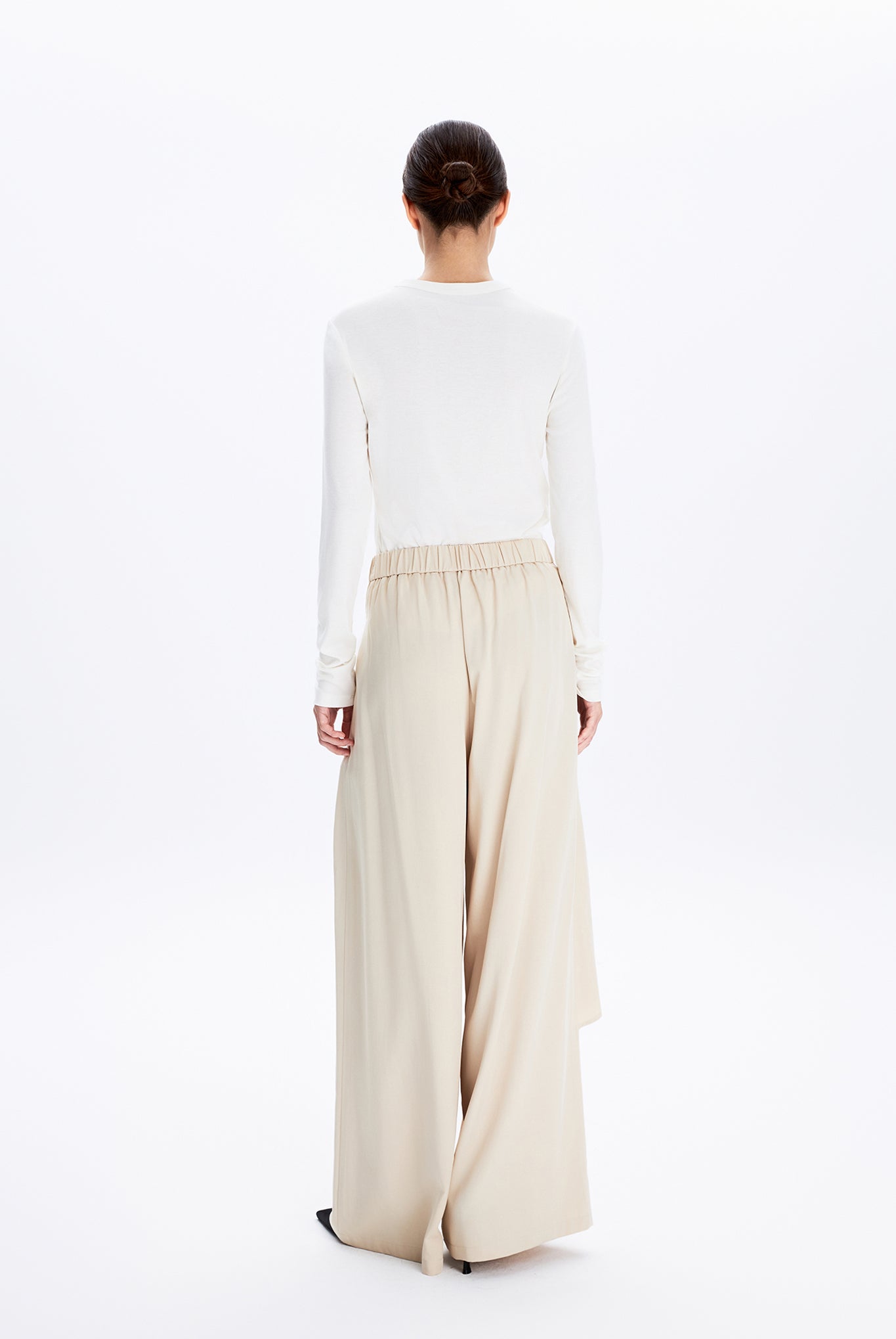 Wide Leg Front Wrap Trousers With Double D Ring