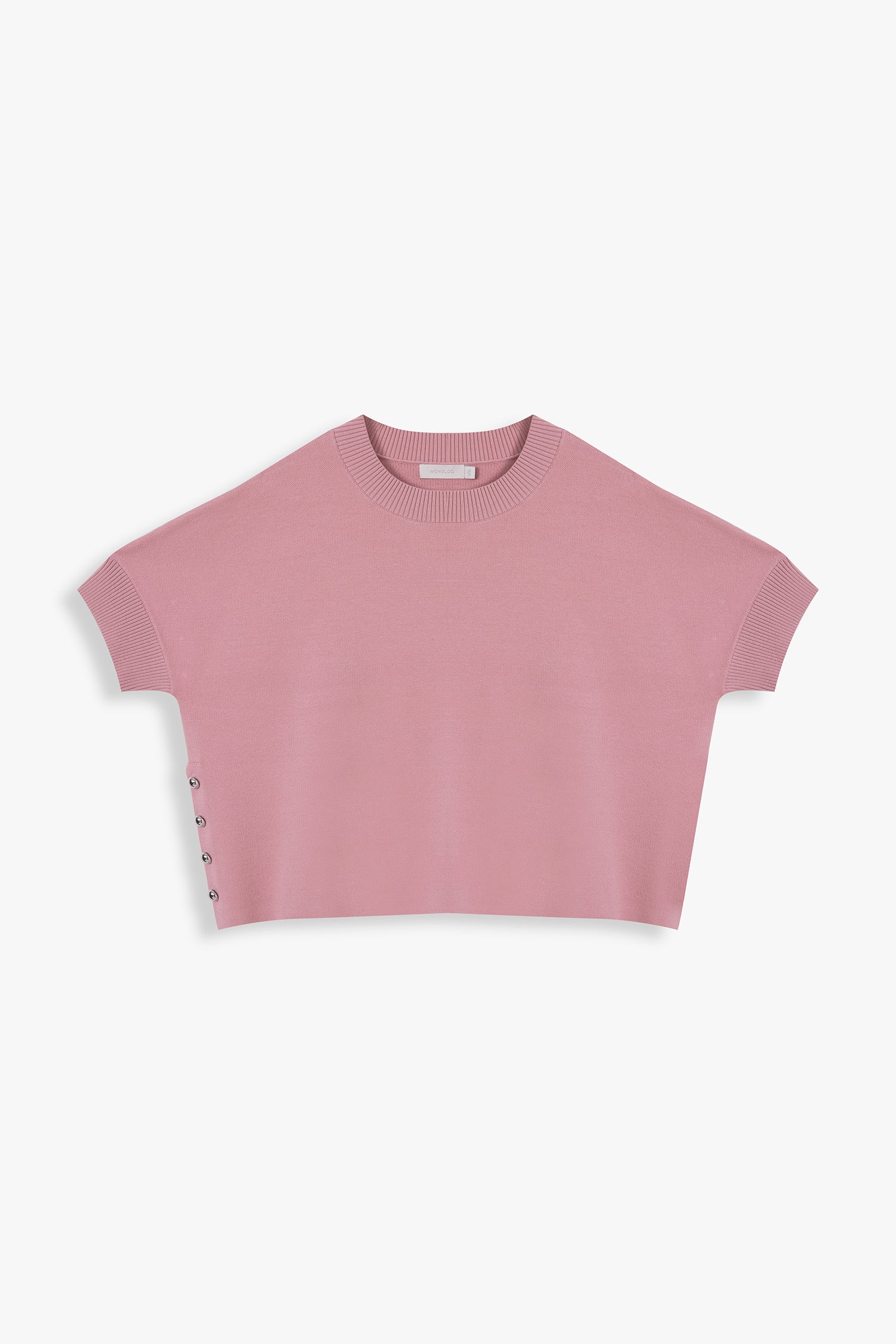 Decorative-Button Knit Top