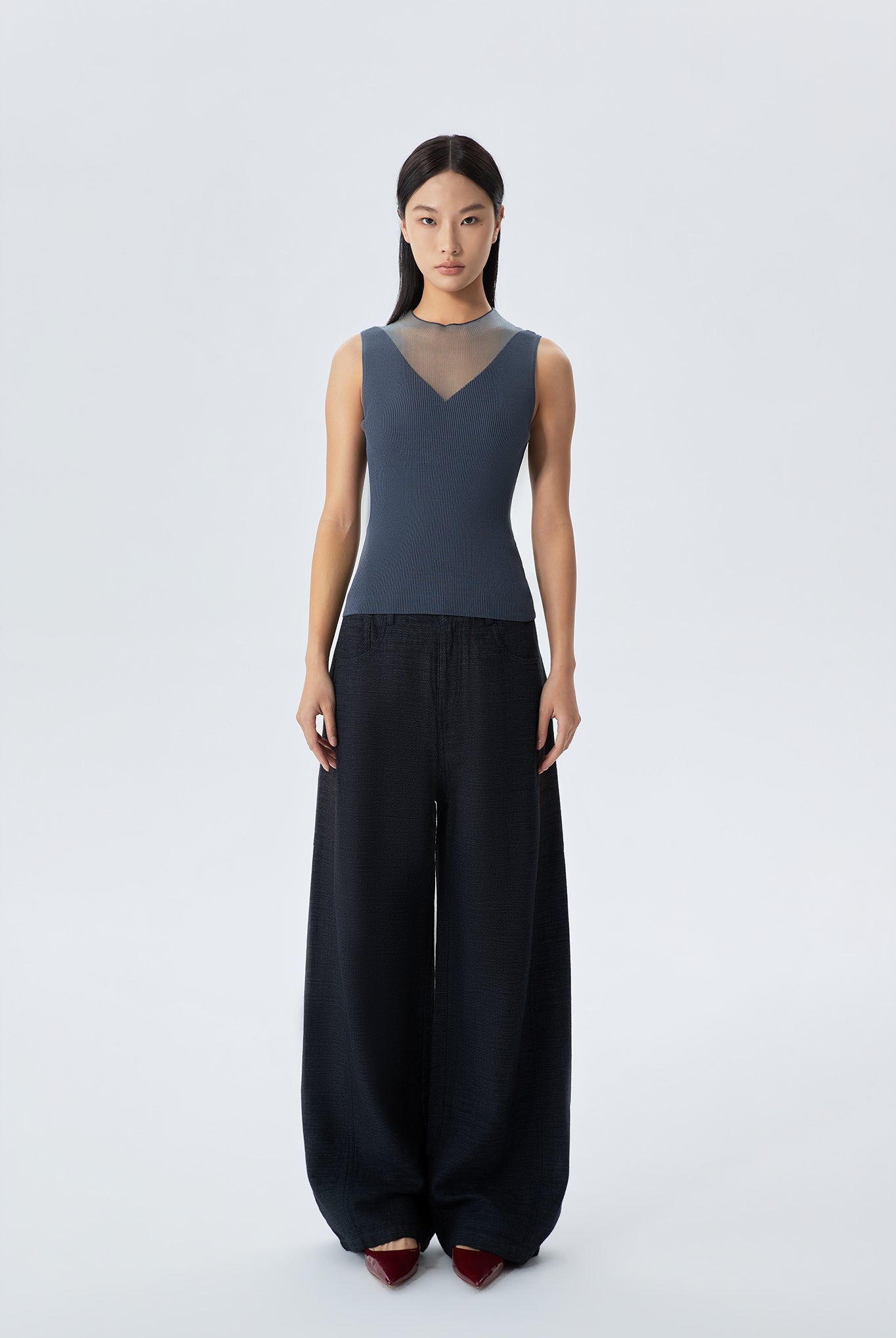 Becca Sleeveless Knit Top Contrast Yarn