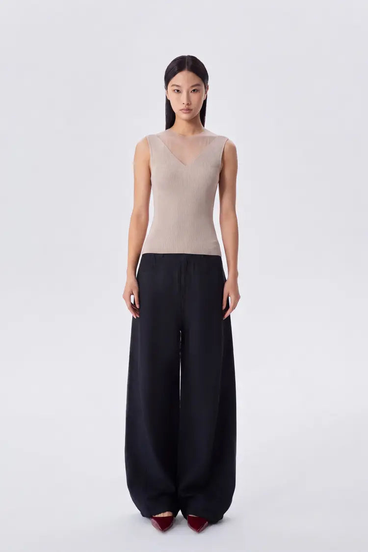 Becca Sleeveless Knit Top Contrast Yarn