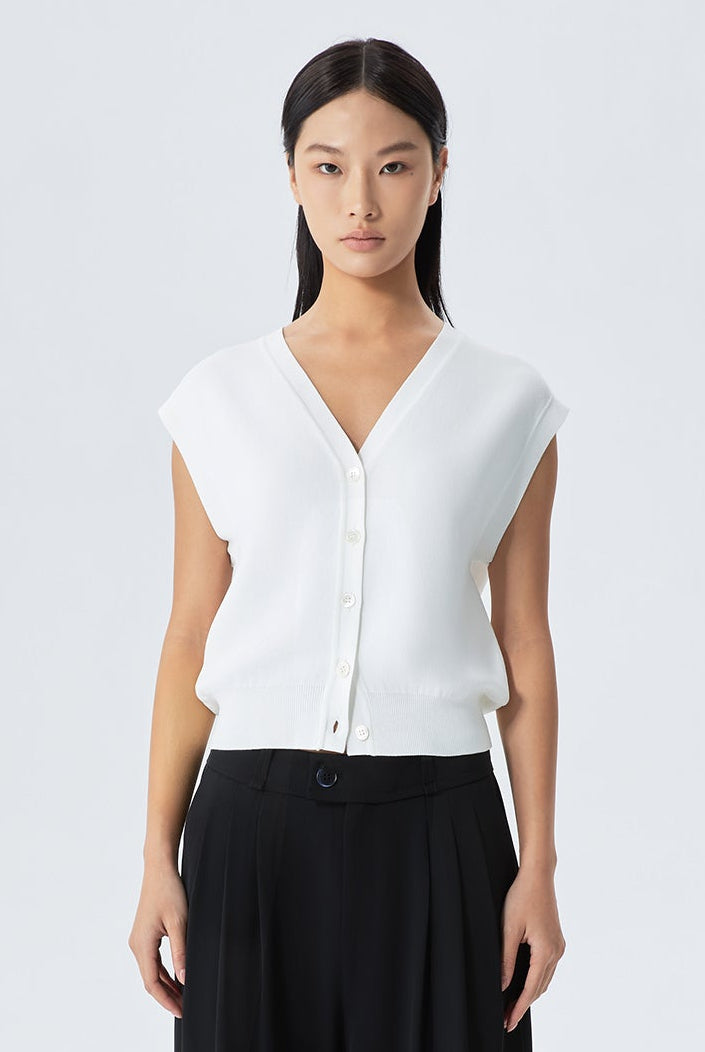 Coby Sleeveless Viscose Knit Cardigan