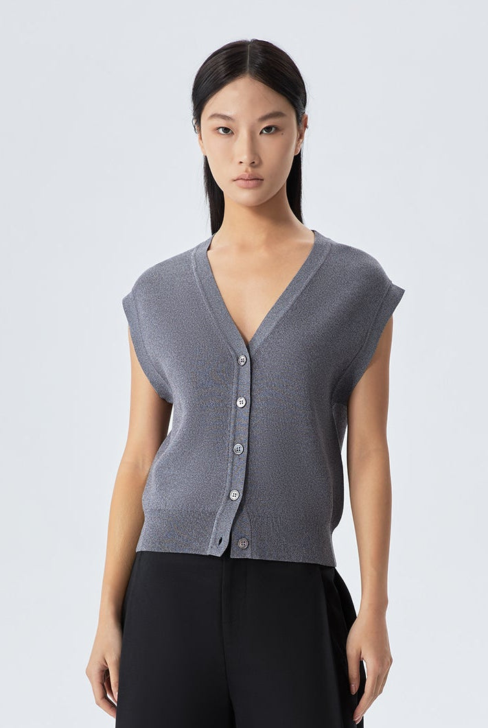 Coby Sleeveless Viscose Knit Cardigan