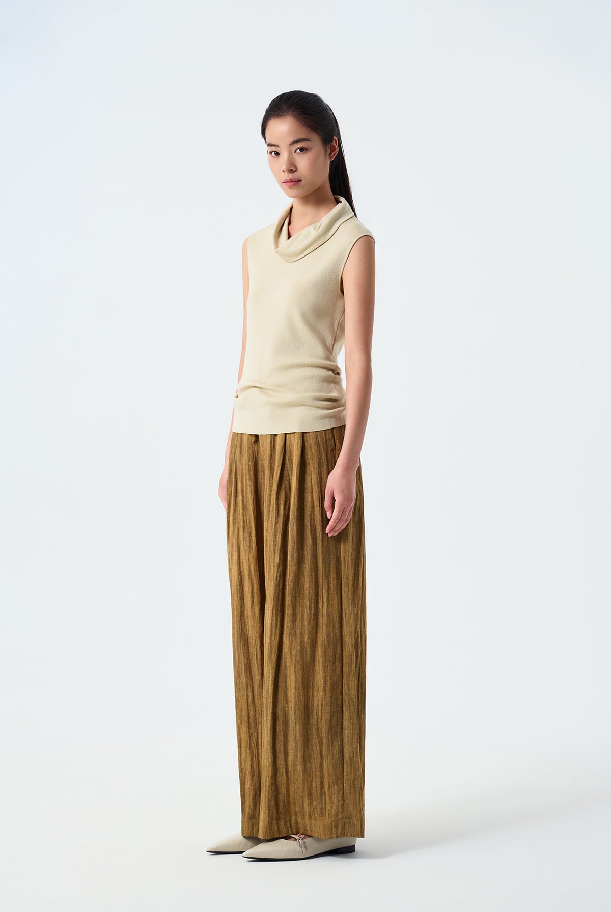 Leona Sleeveless Cowl-Neck Knit Top