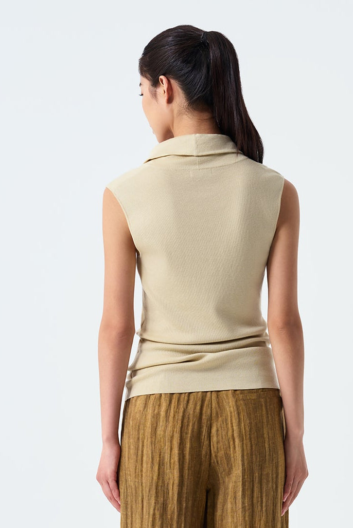 Leona Sleeveless Cowl-Neck Knit Top