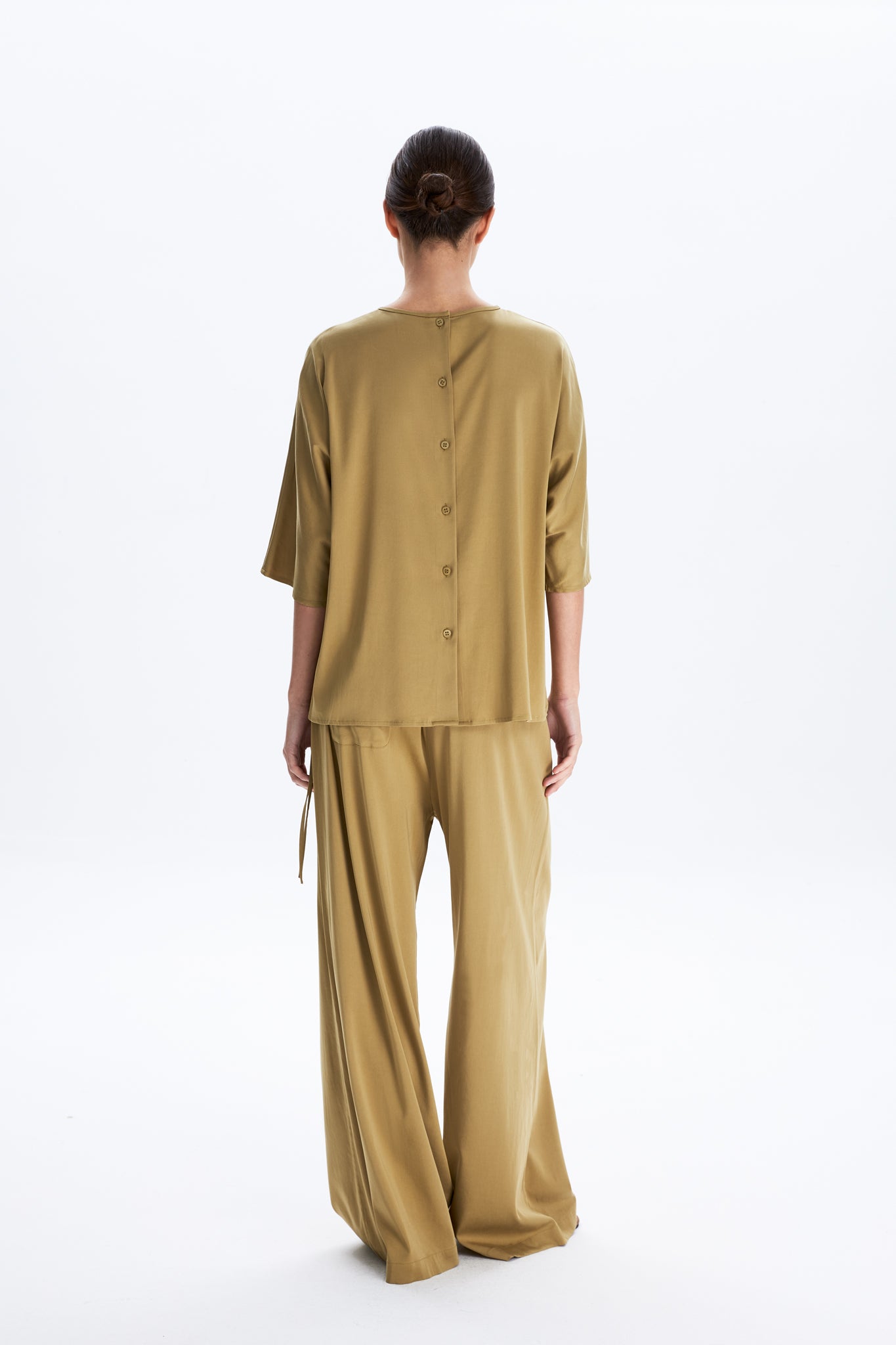 Wide-leg Elasticated Trousers