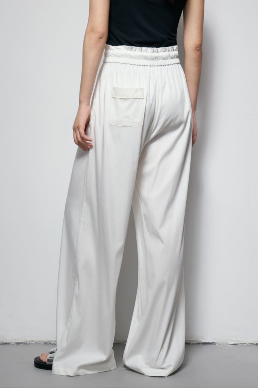 Wide-leg Elasticated Trousers