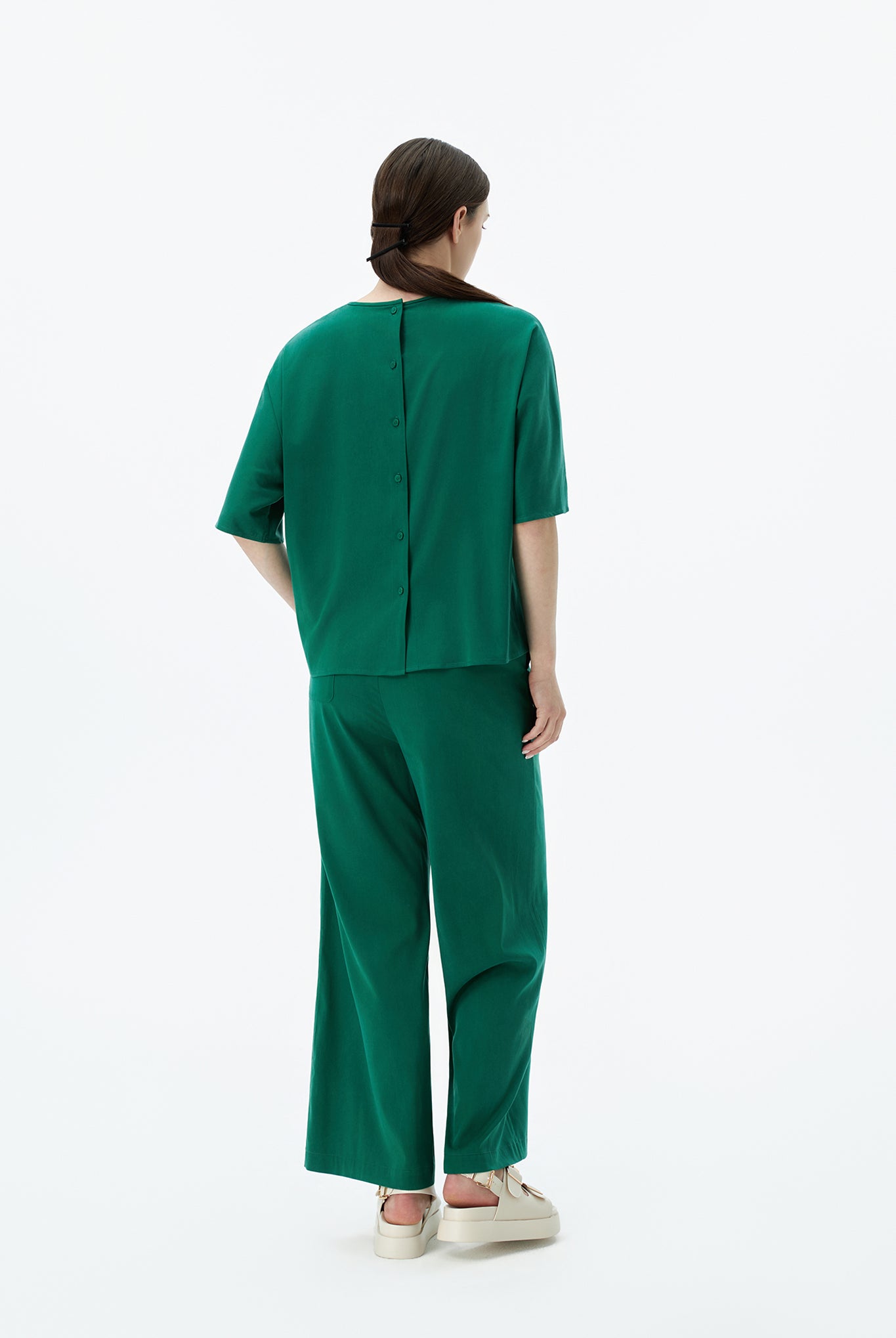 Wide-leg Elasticated Trousers