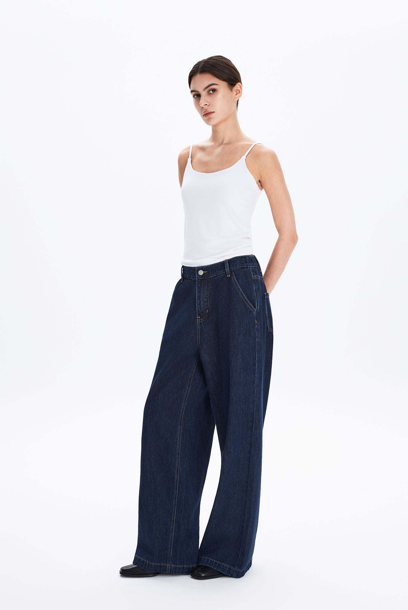 Wide Leg Dark Denim Jeans