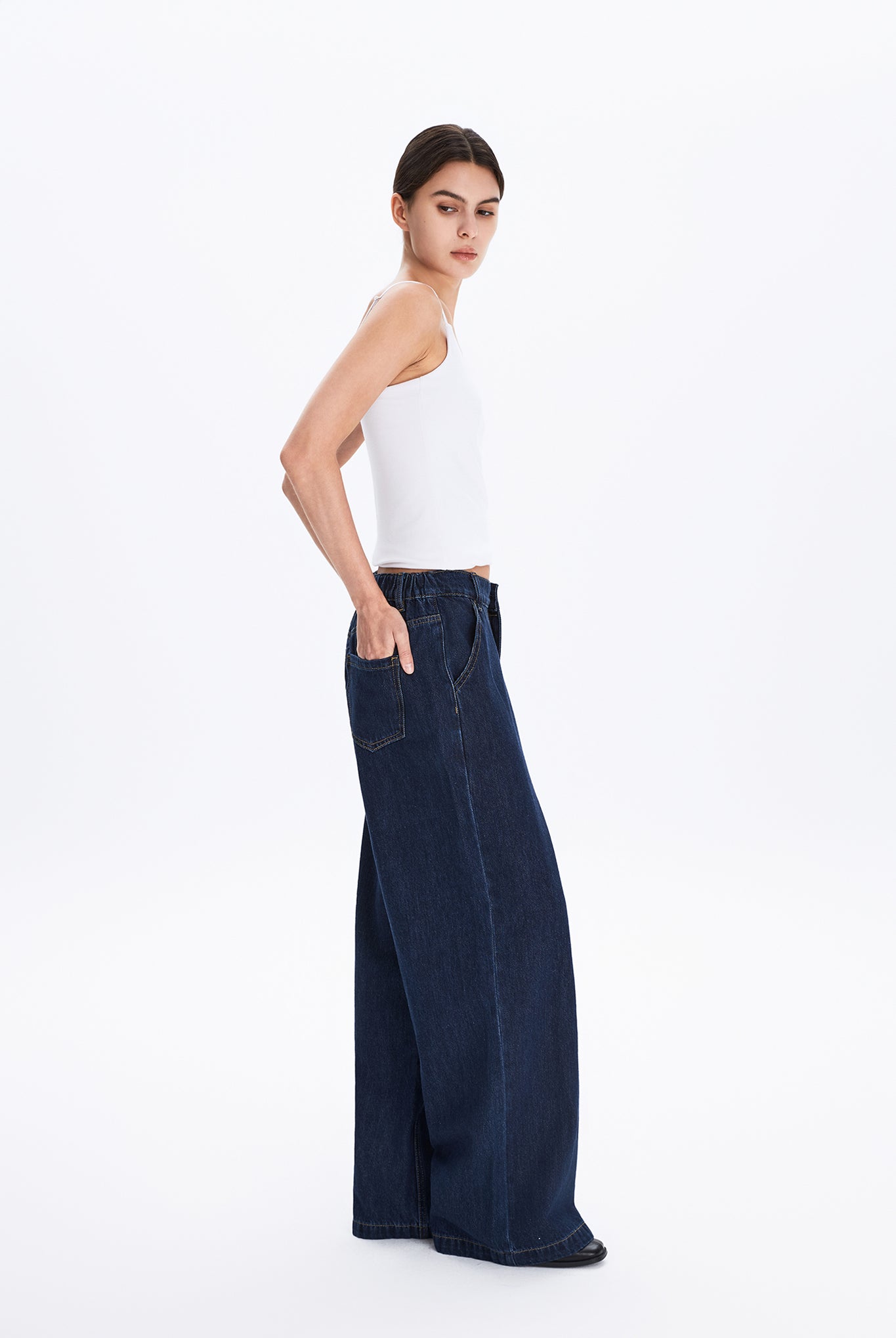 Wide Leg Dark Denim Jeans
