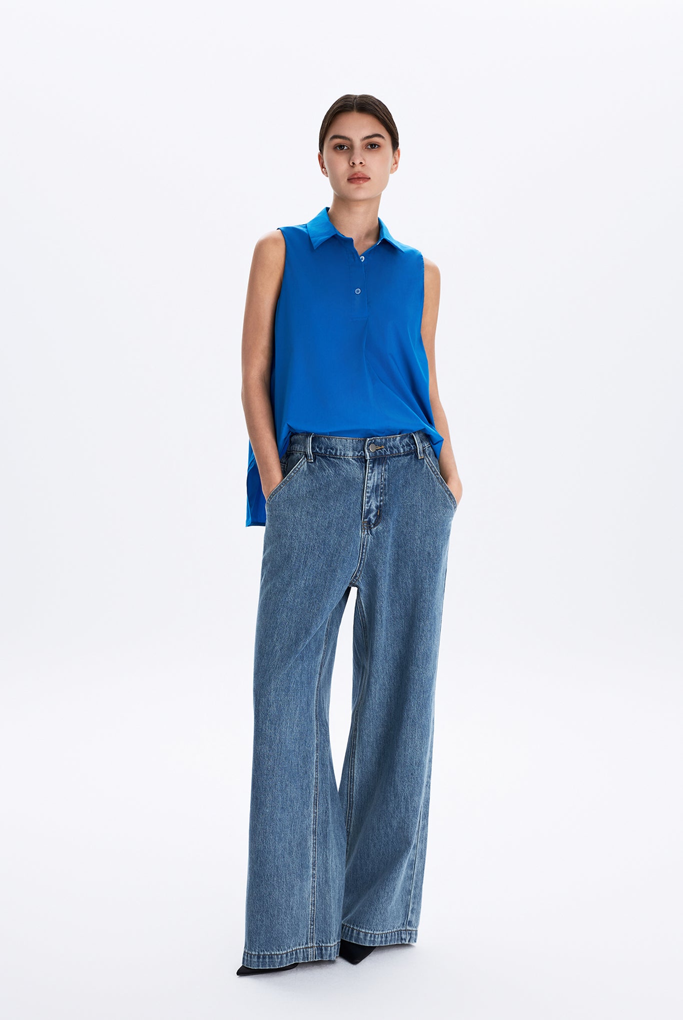 Wide Leg Dark Denim Jeans