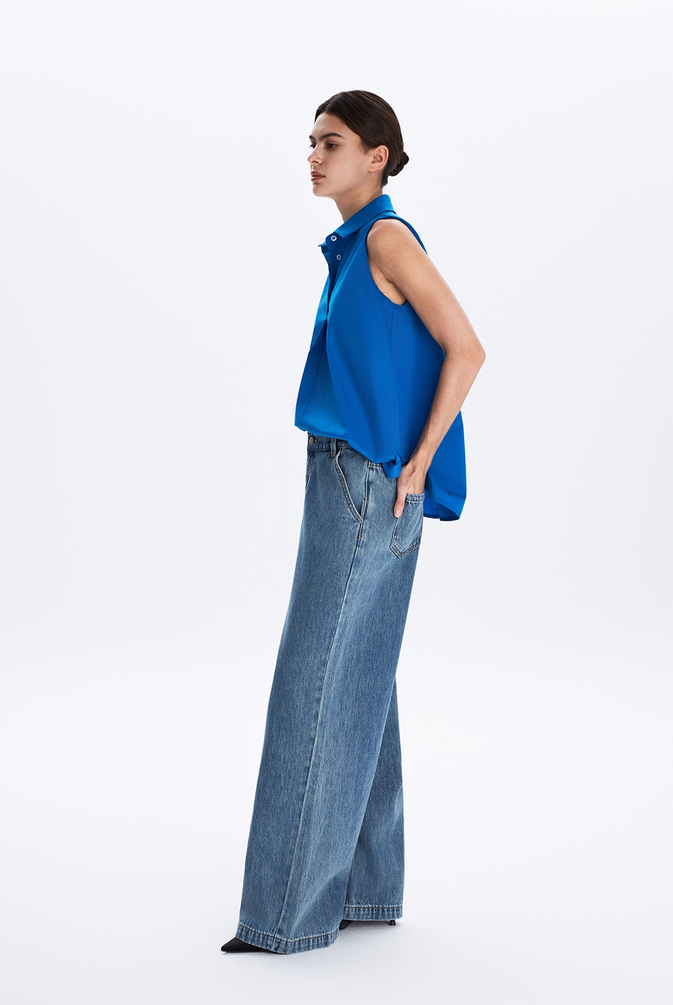 Wide Leg Dark Denim Jeans