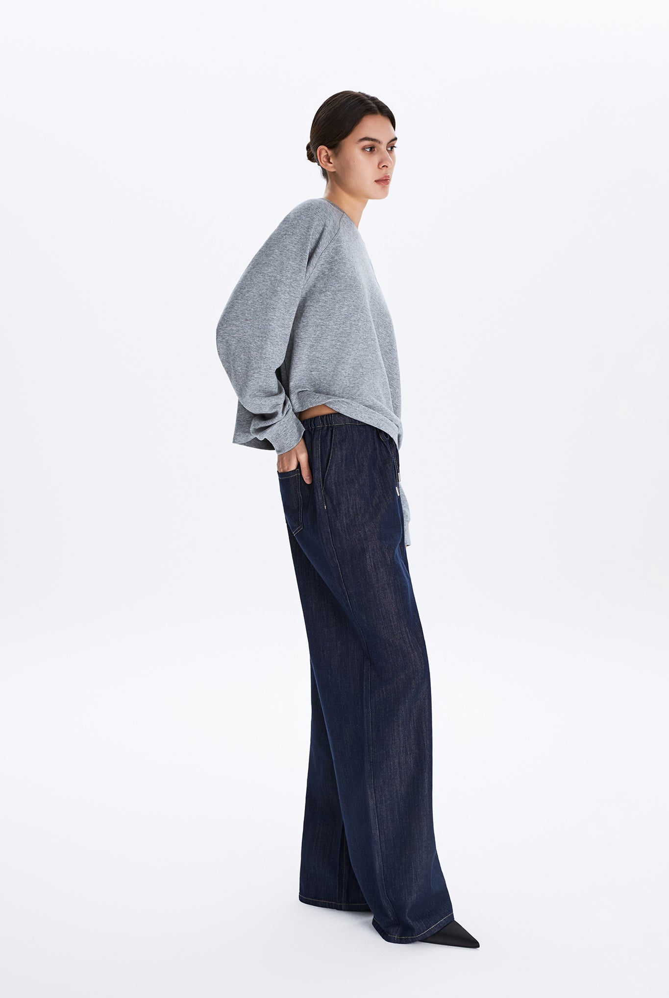 Drawstring Wide Leg Jeans