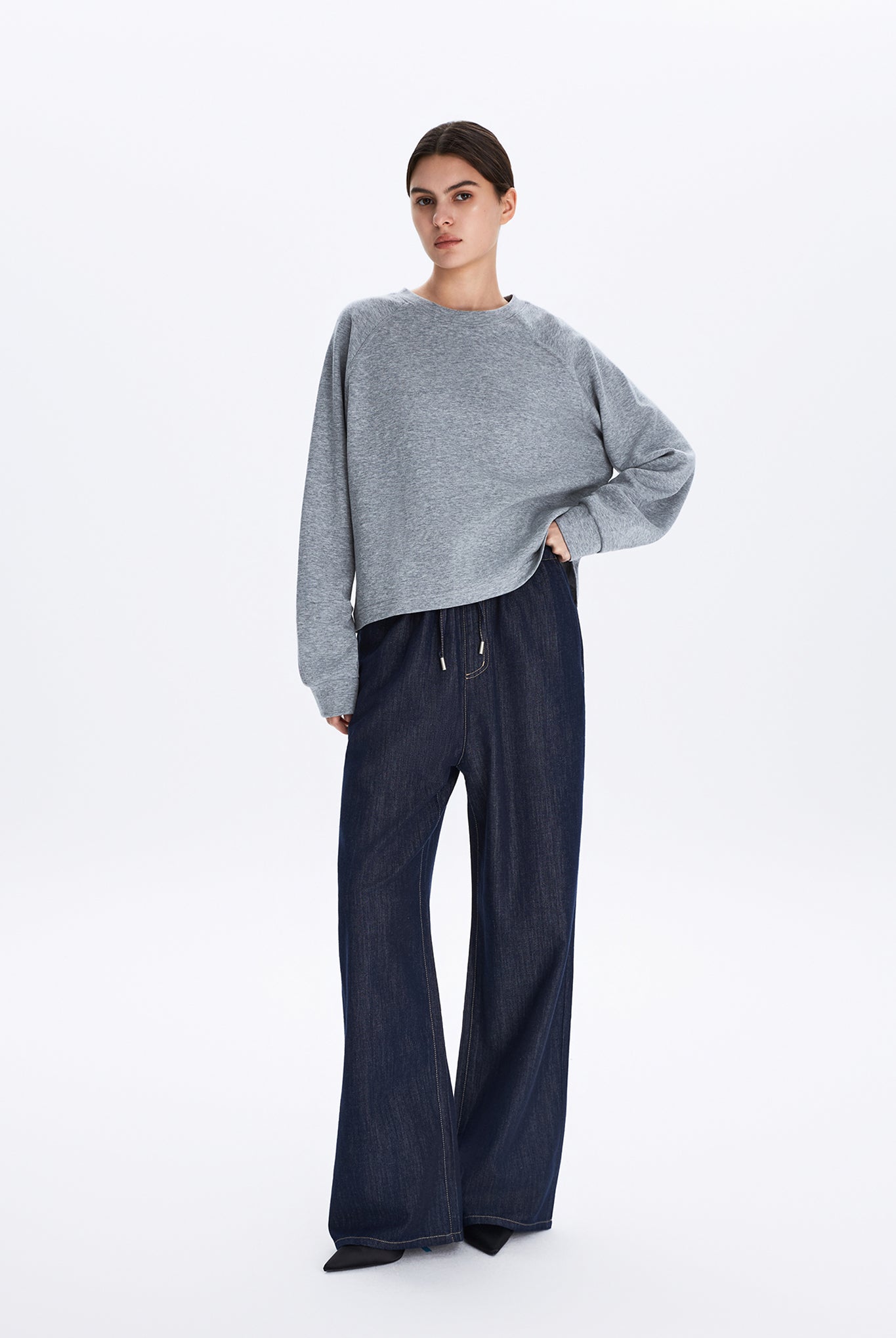 Drawstring Wide Leg Jeans