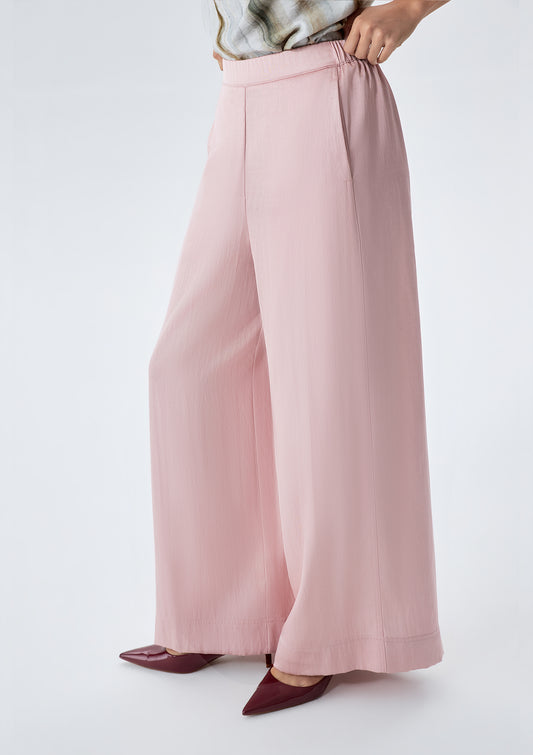 Amelia Elastic-Back Wide-Leg Pants