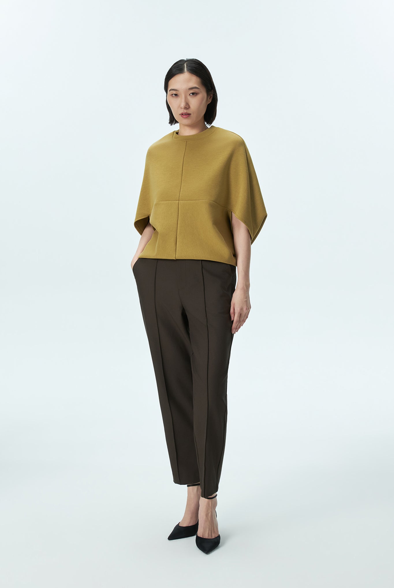 Straight Pants with Pintucks
