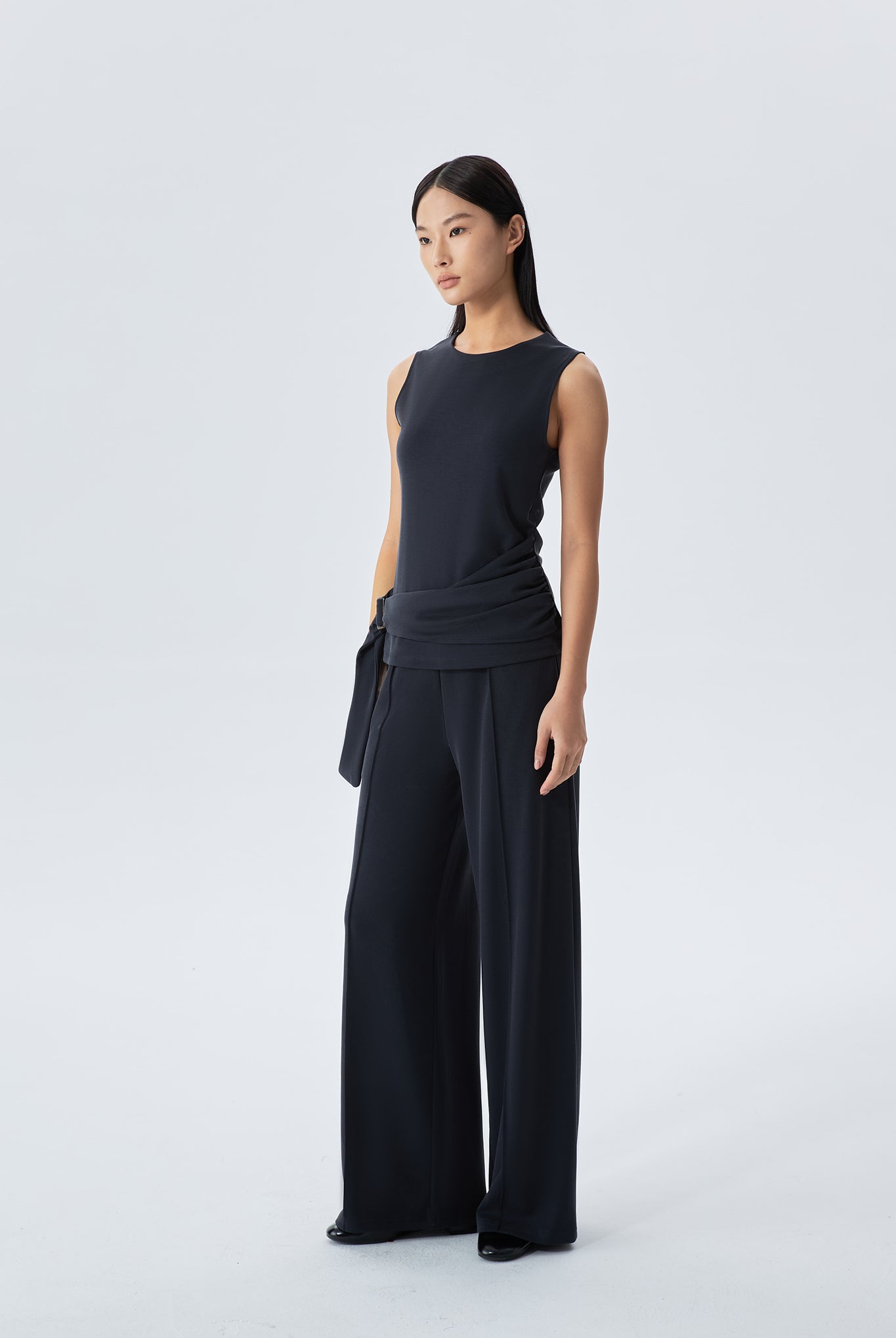 Layla Pintuck Wide Leg Jogger Pants