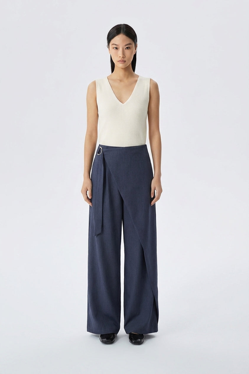 Claire Wrap Front Wide Leg Trousers