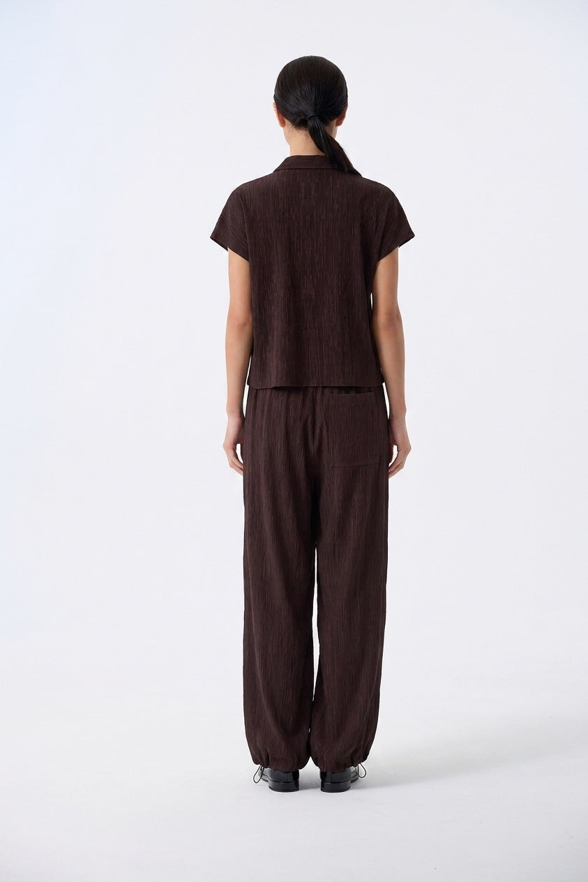 Miles Textured Elastic-Cuff Pants