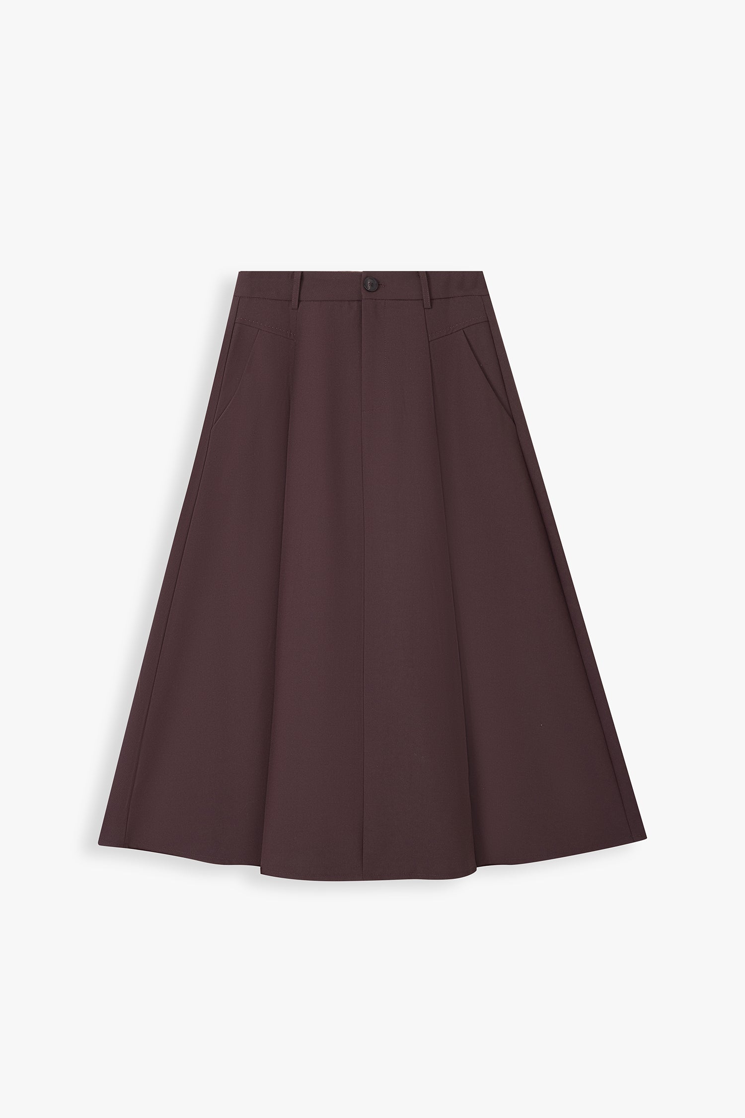 High-Waist A-Line Midi Skirt
