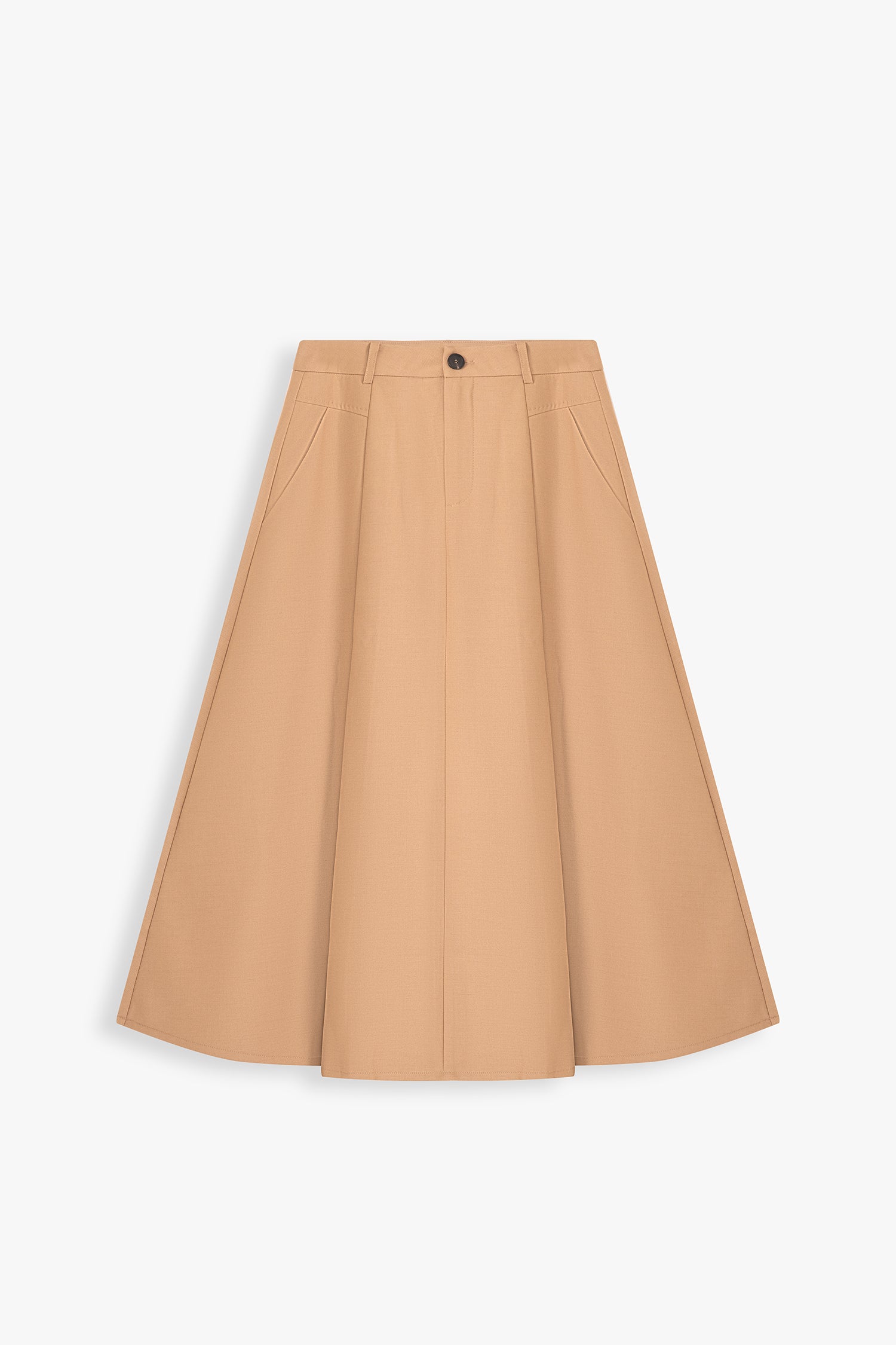 High-Waist A-Line Midi Skirt
