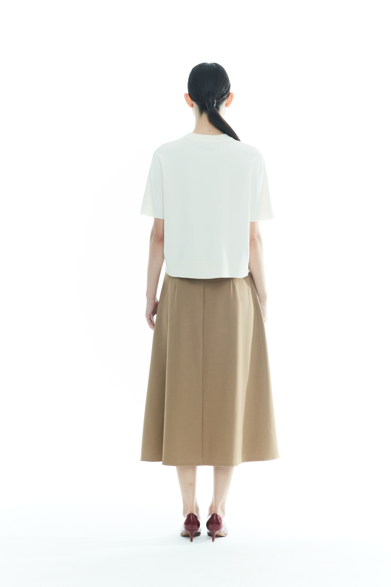 High-Waist A-Line Midi Skirt