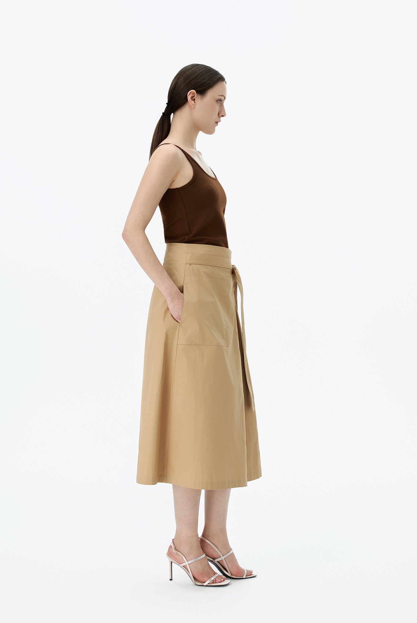 Asymmetric Pleated Skirt