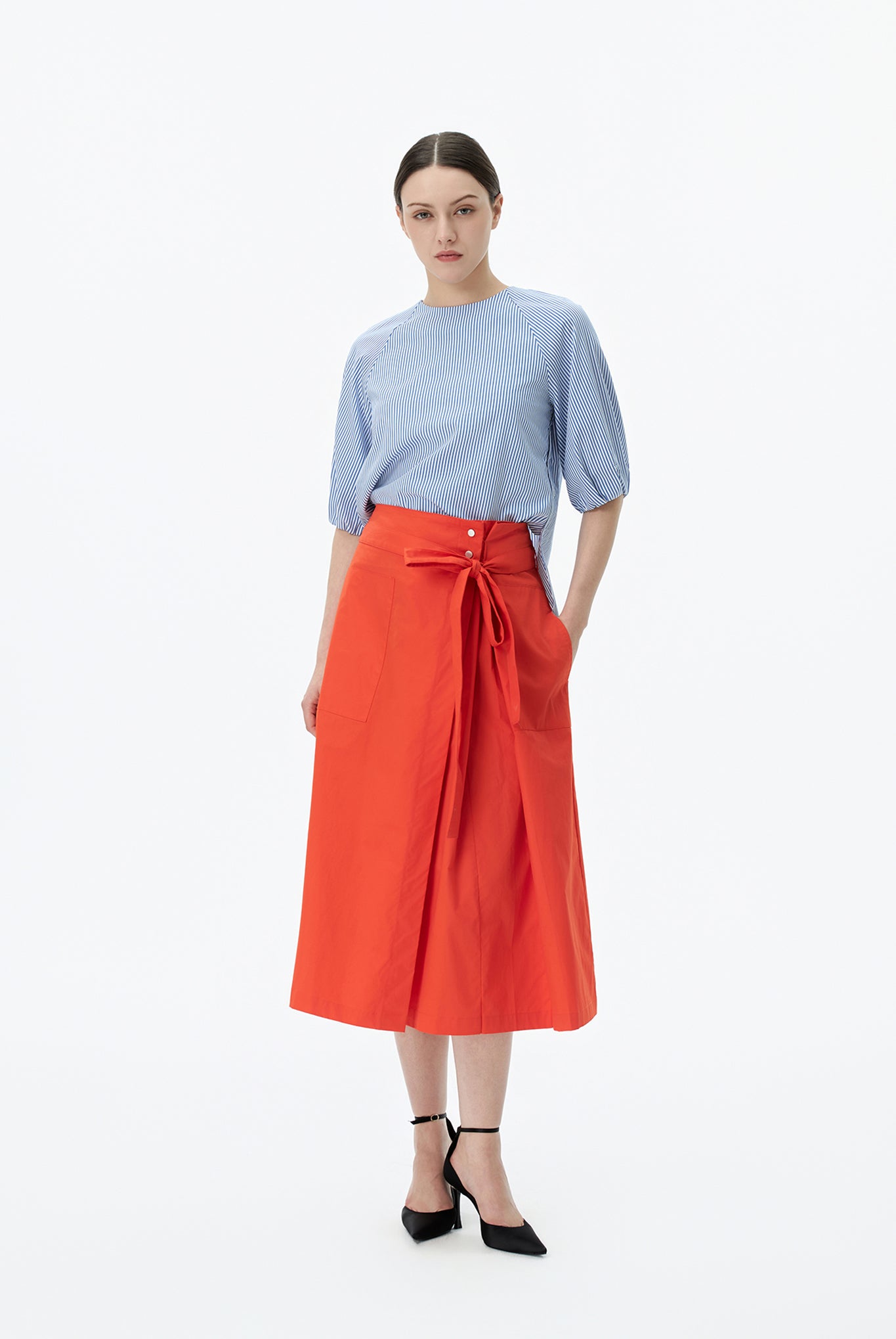 Asymmetric Pleated Skirt