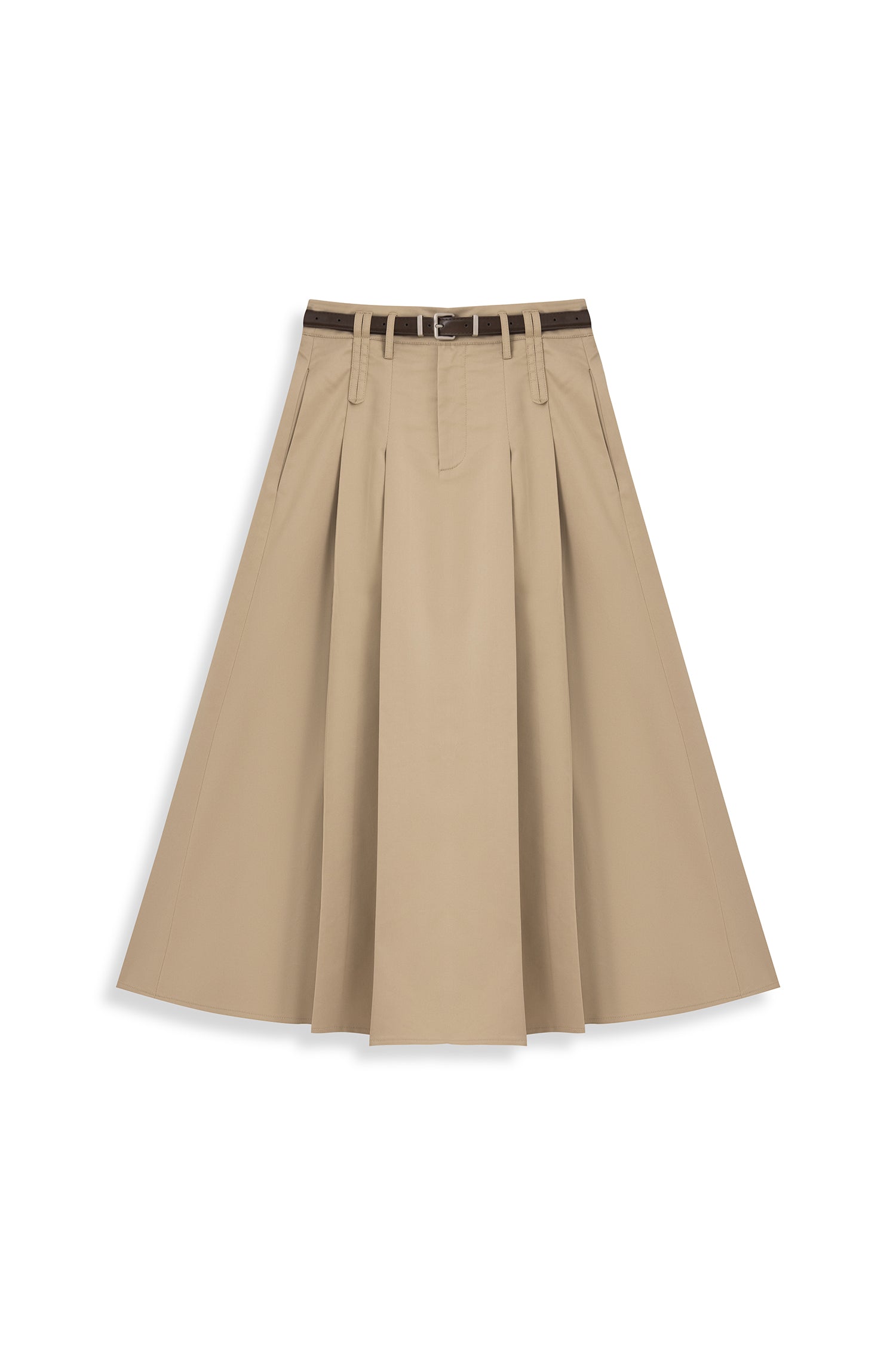 A-line Pleated Skirt with Belt