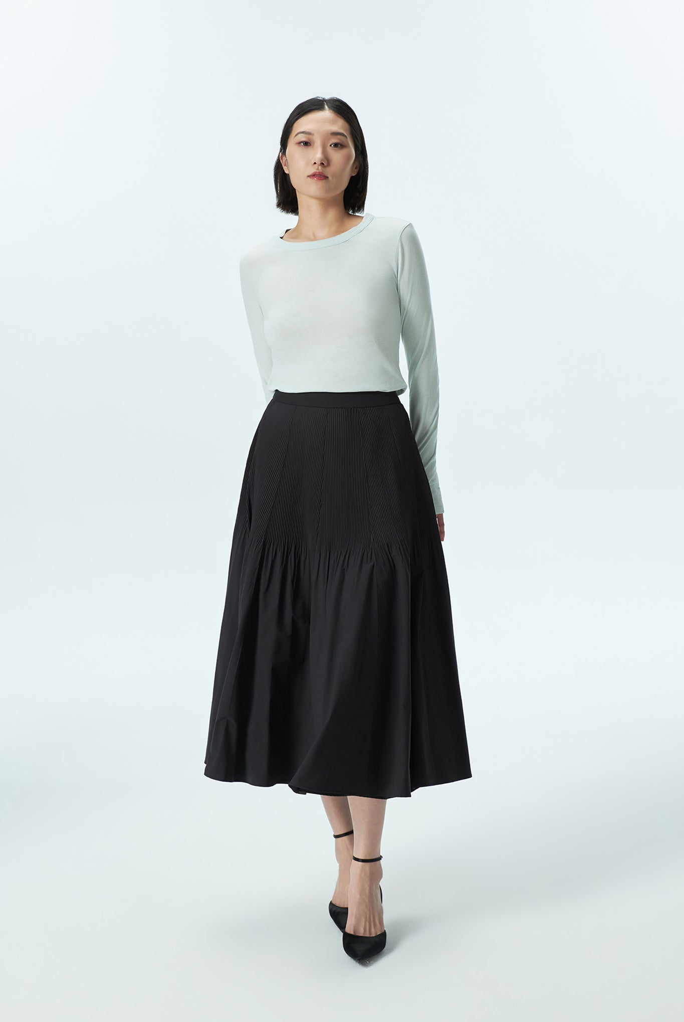 Heat-Pleated Flare Skirt