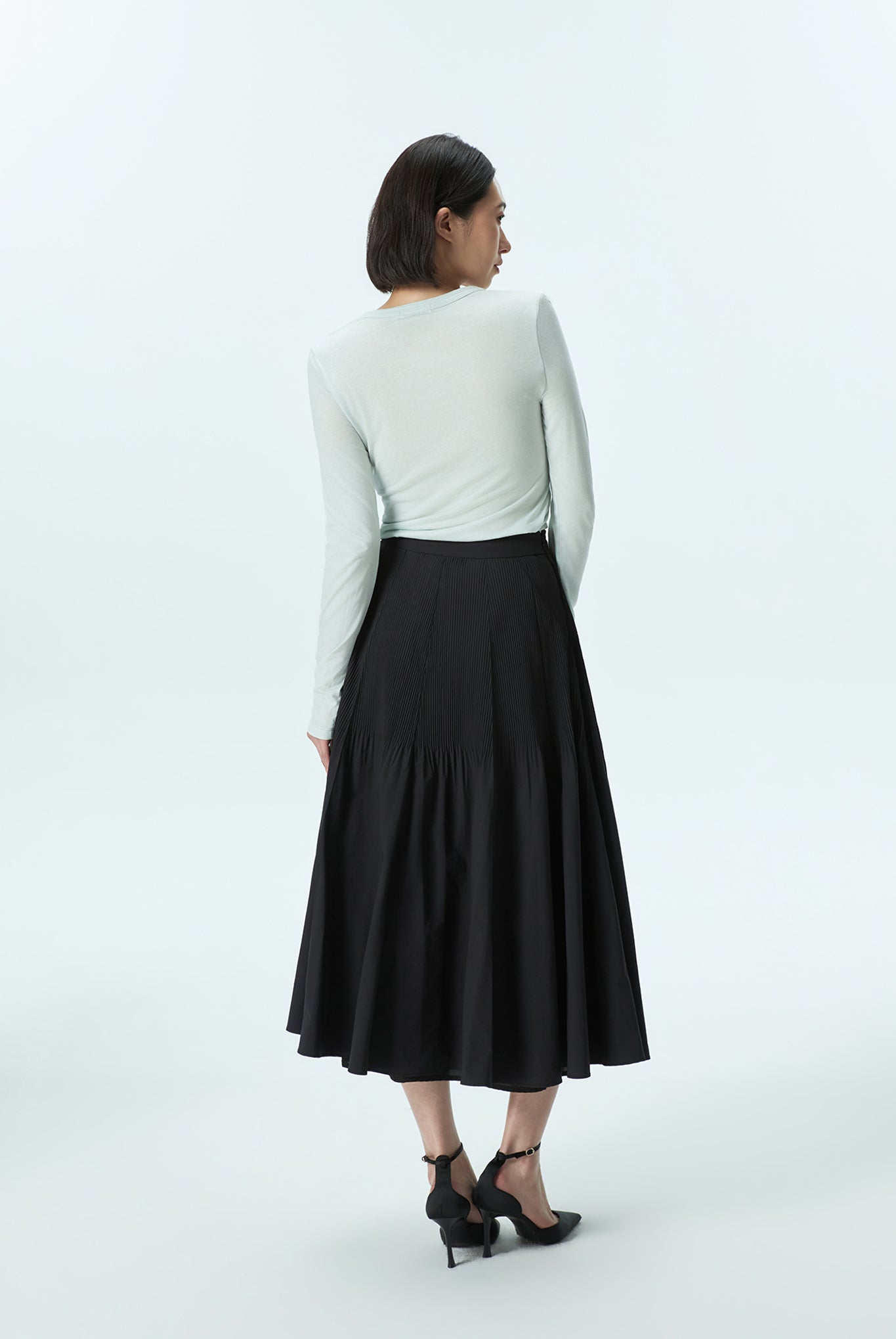 Heat-Pleated Flare Skirt
