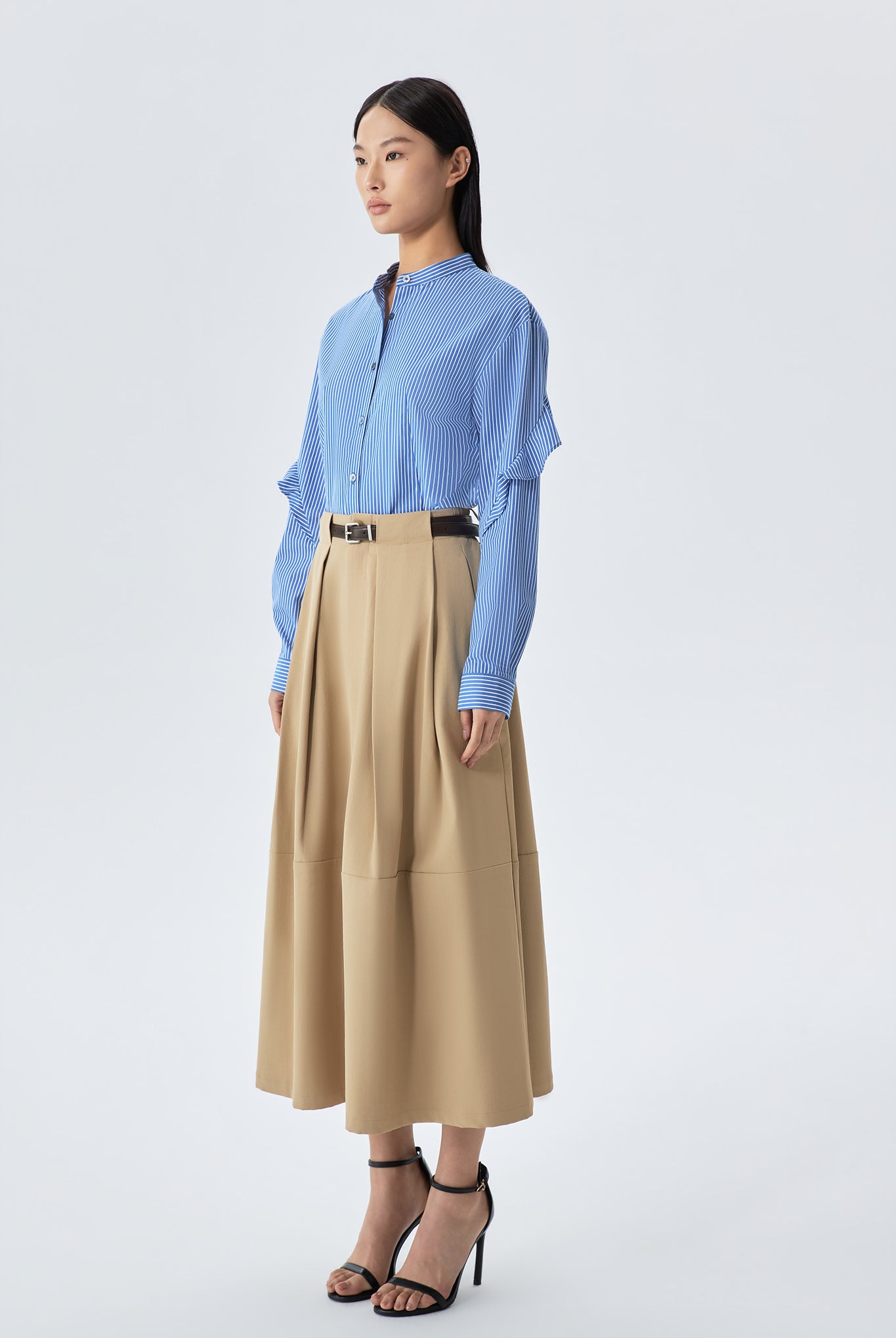 Irene A-Line City Skirt With Belt