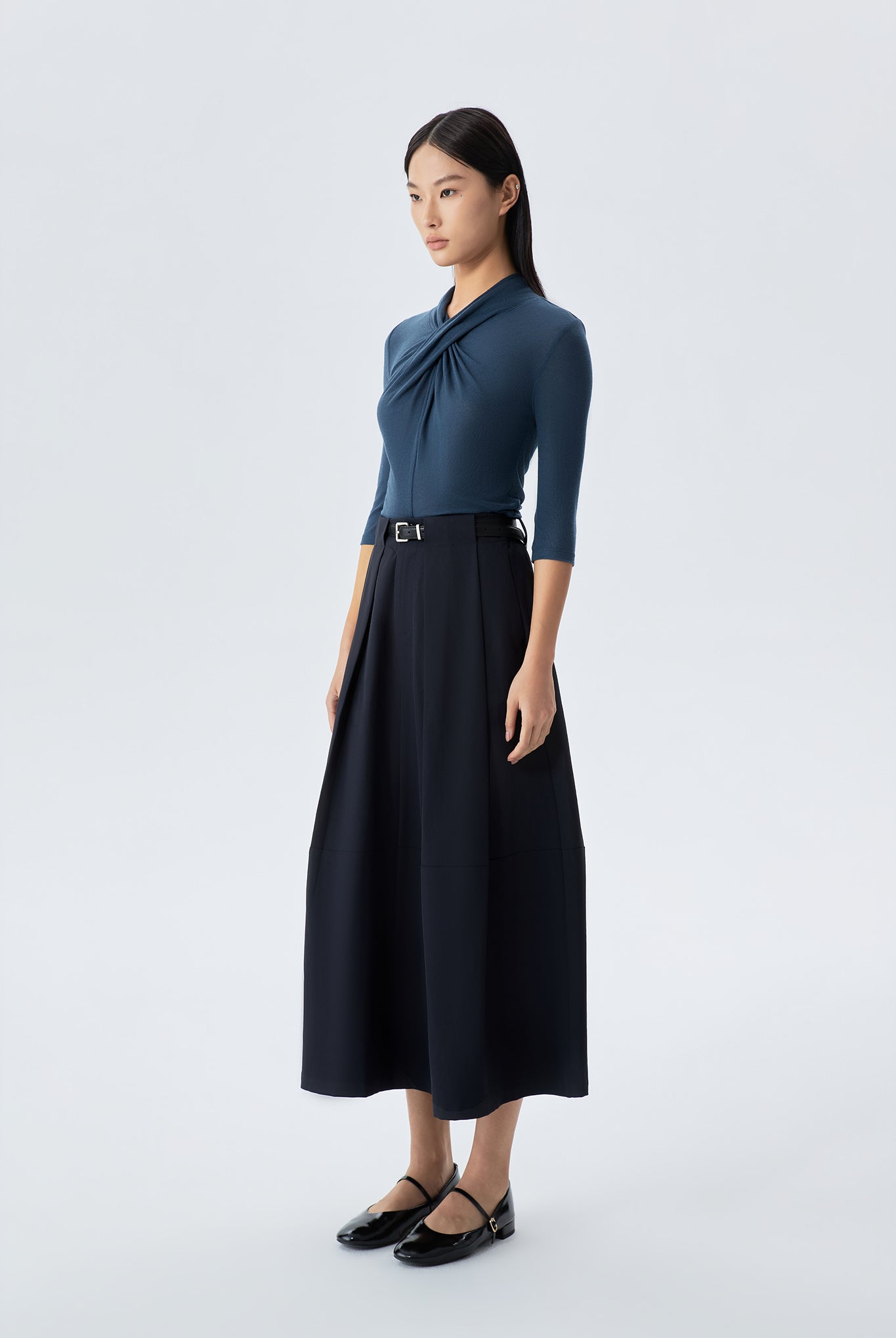 Irene A-Line City Skirt With Belt