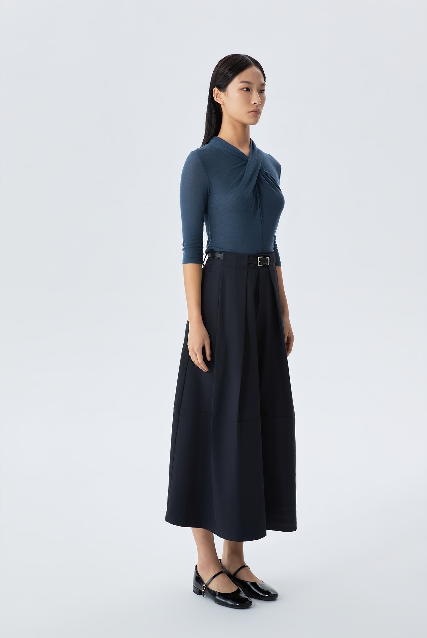 Irene A-Line City Skirt With Belt