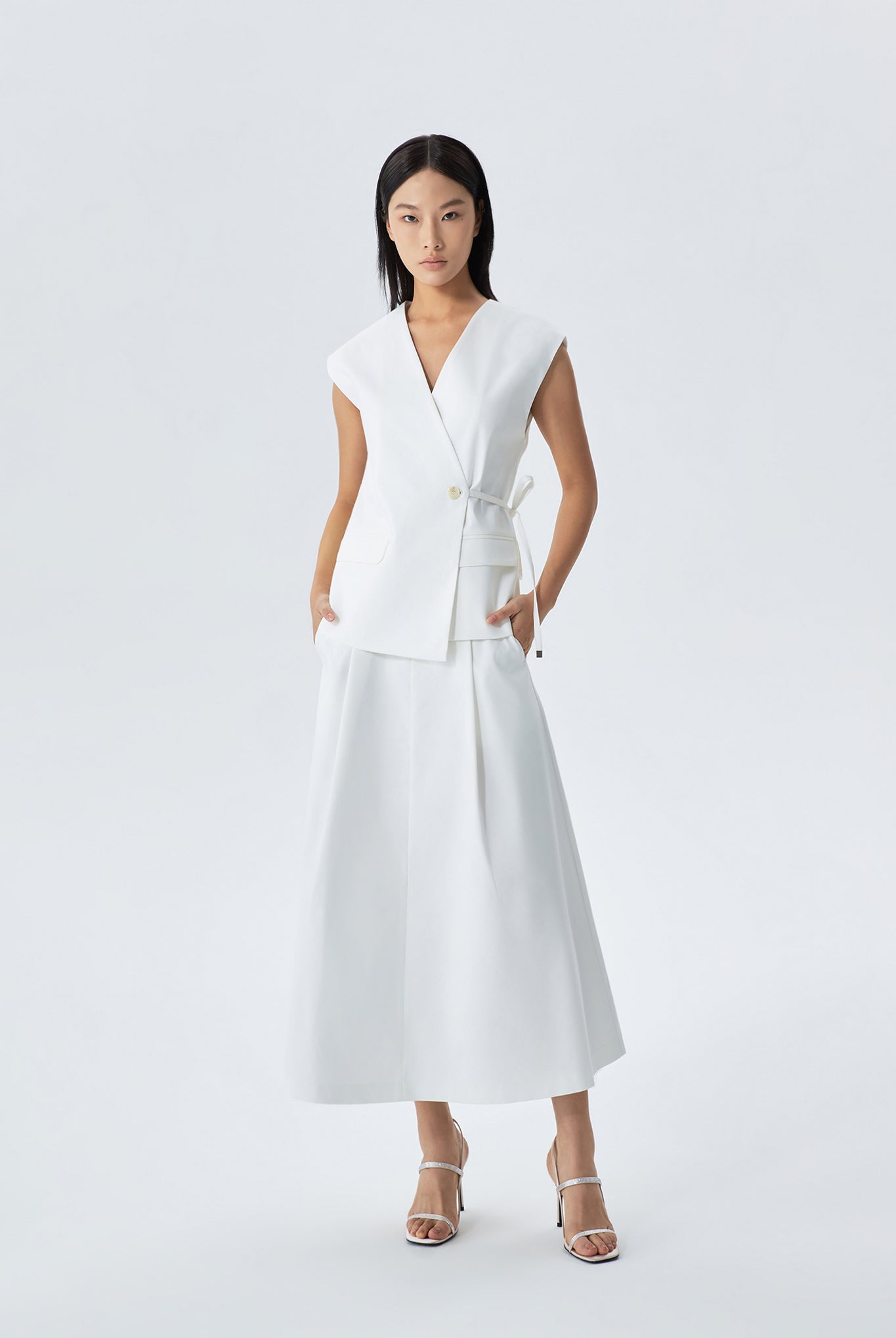 Elena A-Line Pleated Midi Skirt